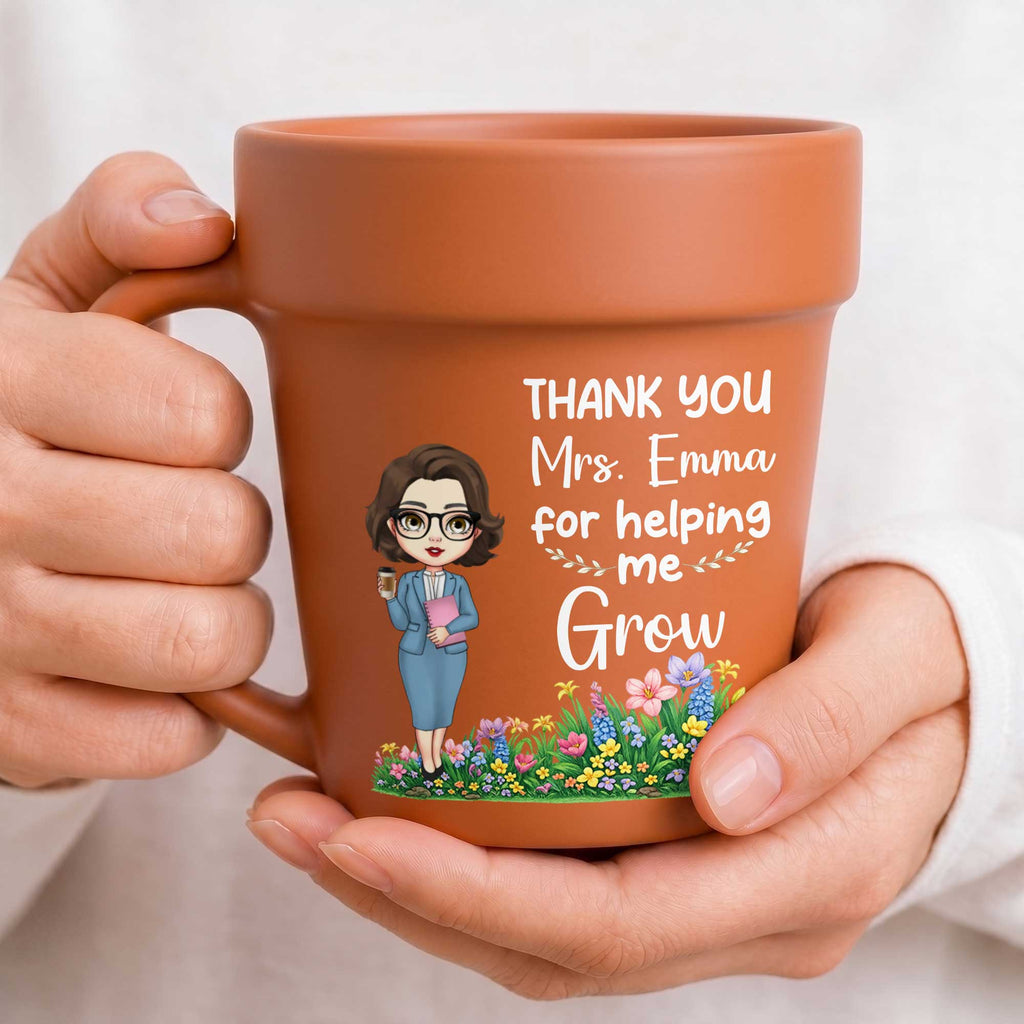 Personalized Plant Pot Mug Thank You Gift for Teacher Plant Pot Ceramic Mug GradoCreations