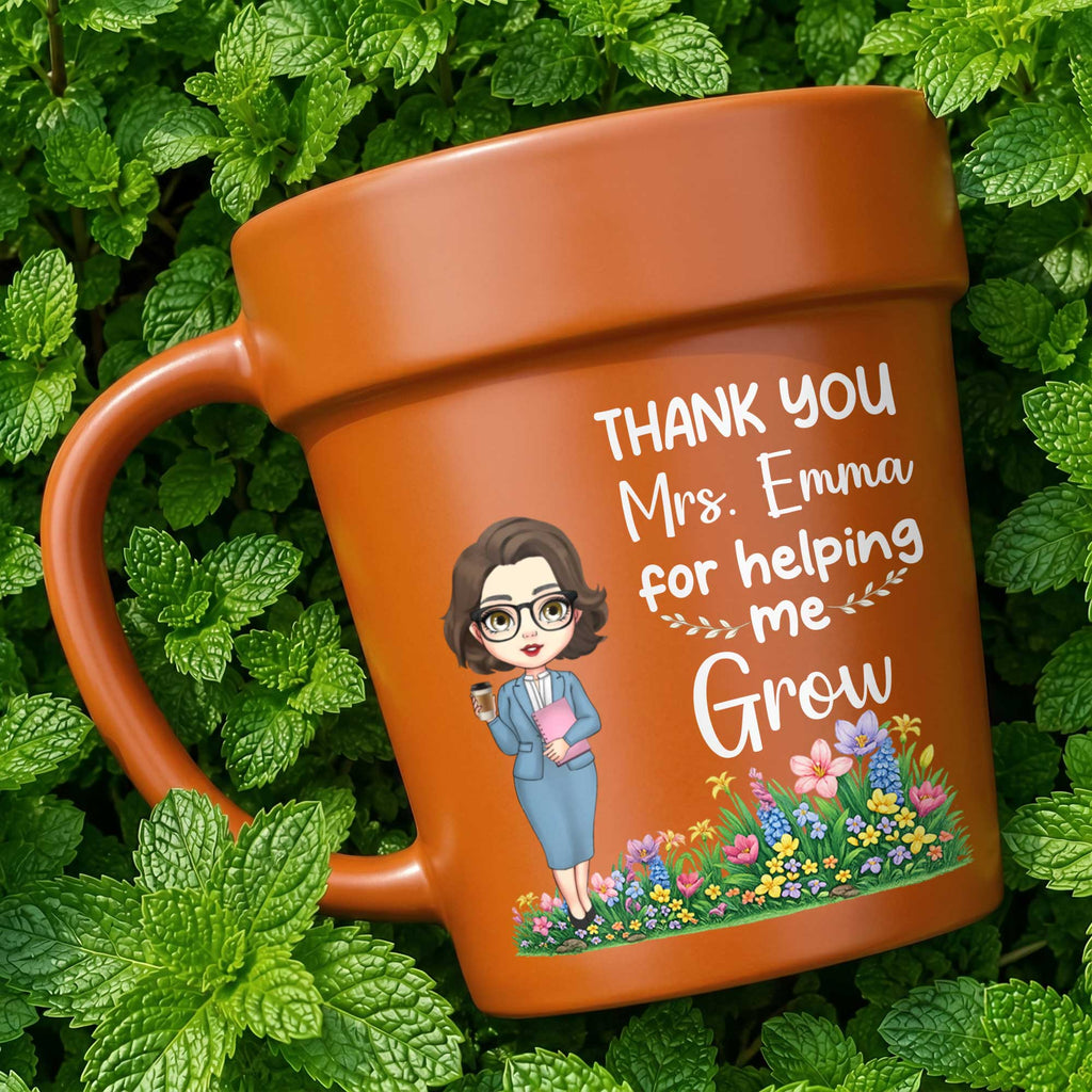Personalized Plant Pot Mug Thank You Gift for Teacher Plant Pot Ceramic Mug GradoCreations