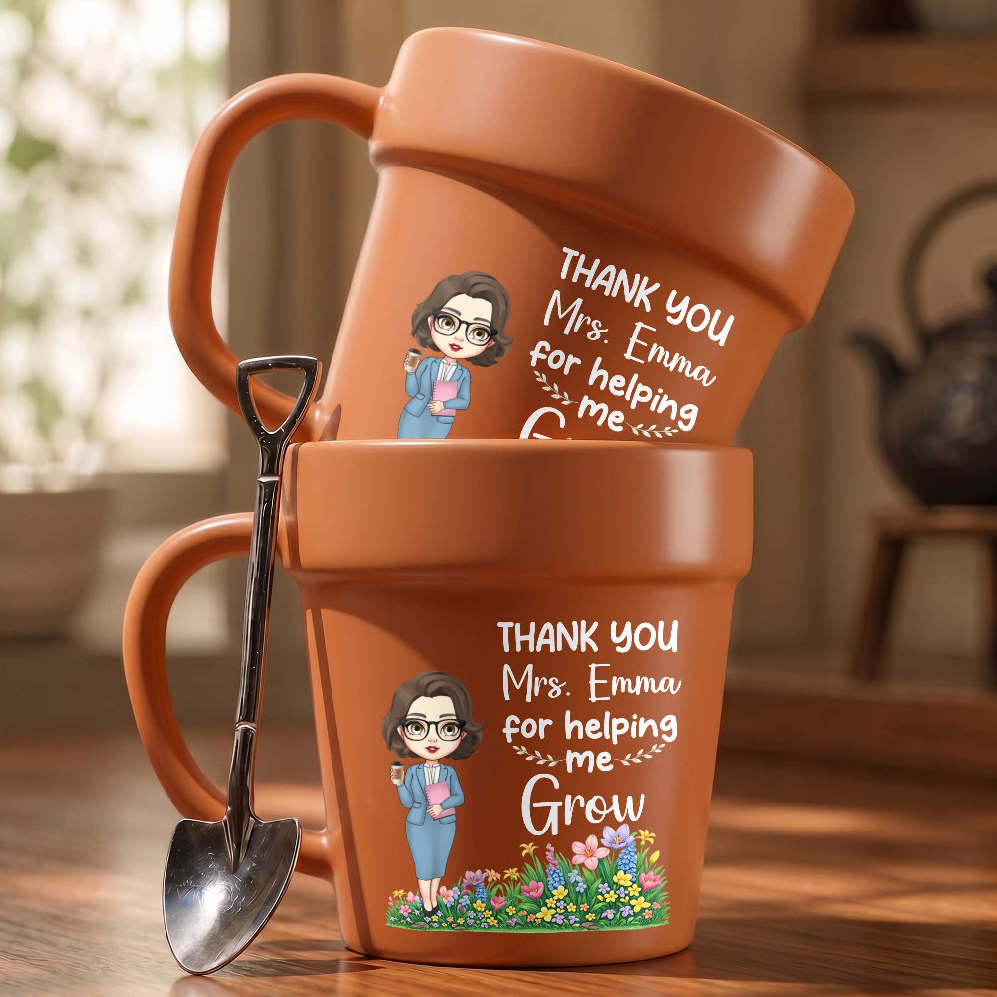 Personalized Plant Pot Mug Thank You Gift for Teacher Plant Pot Ceramic Mug GradoCreations