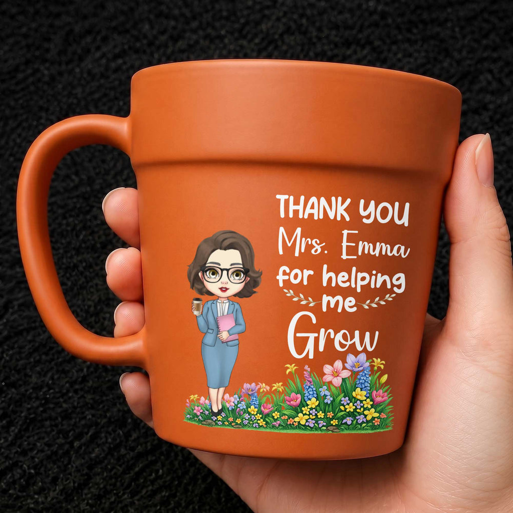 Personalized Plant Pot Mug Thank You Gift for Teacher Plant Pot Ceramic Mug GradoCreations