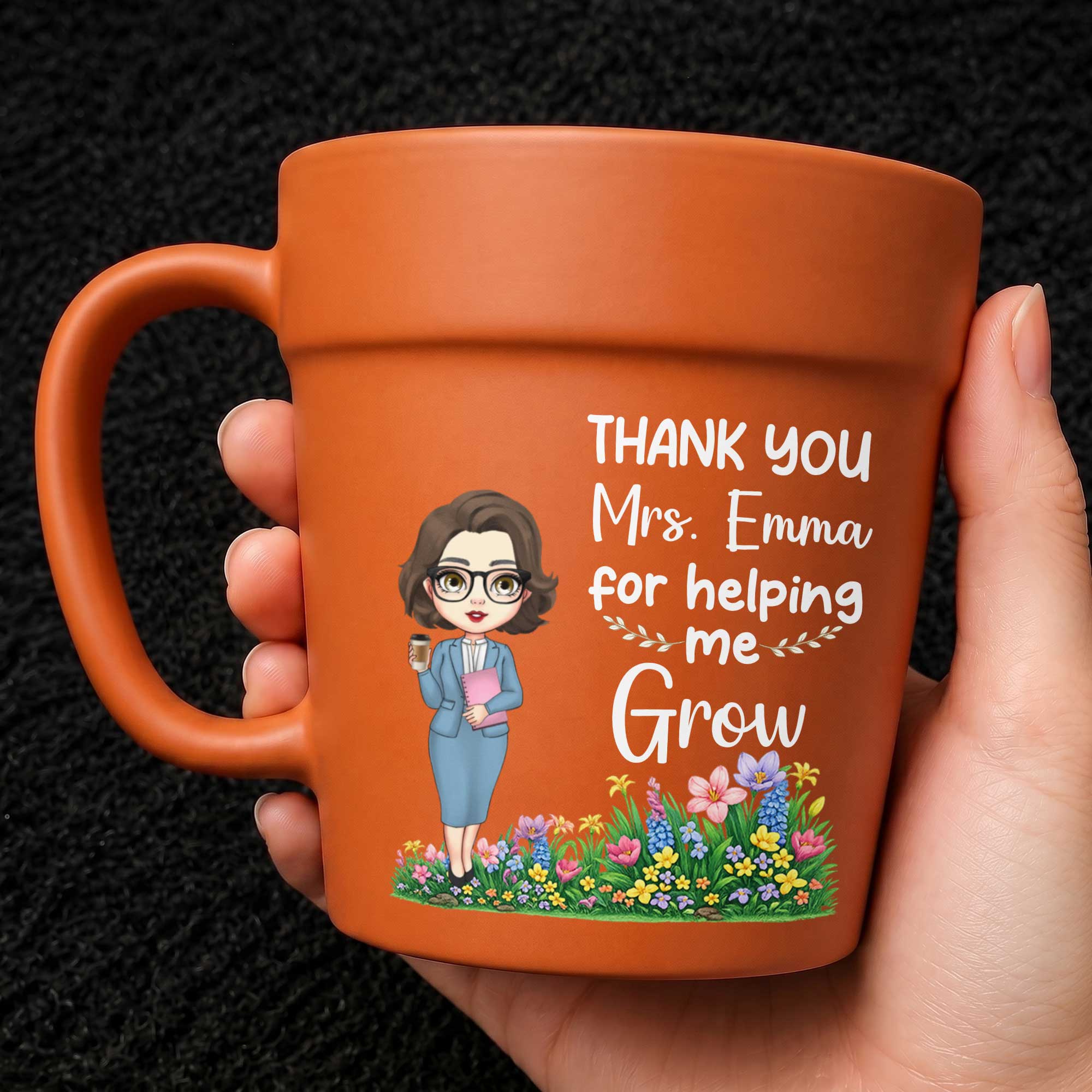 Personalized Plant Pot Mug Thank You Gift for Teacher Plant Pot Ceramic Mug GradoCreations
