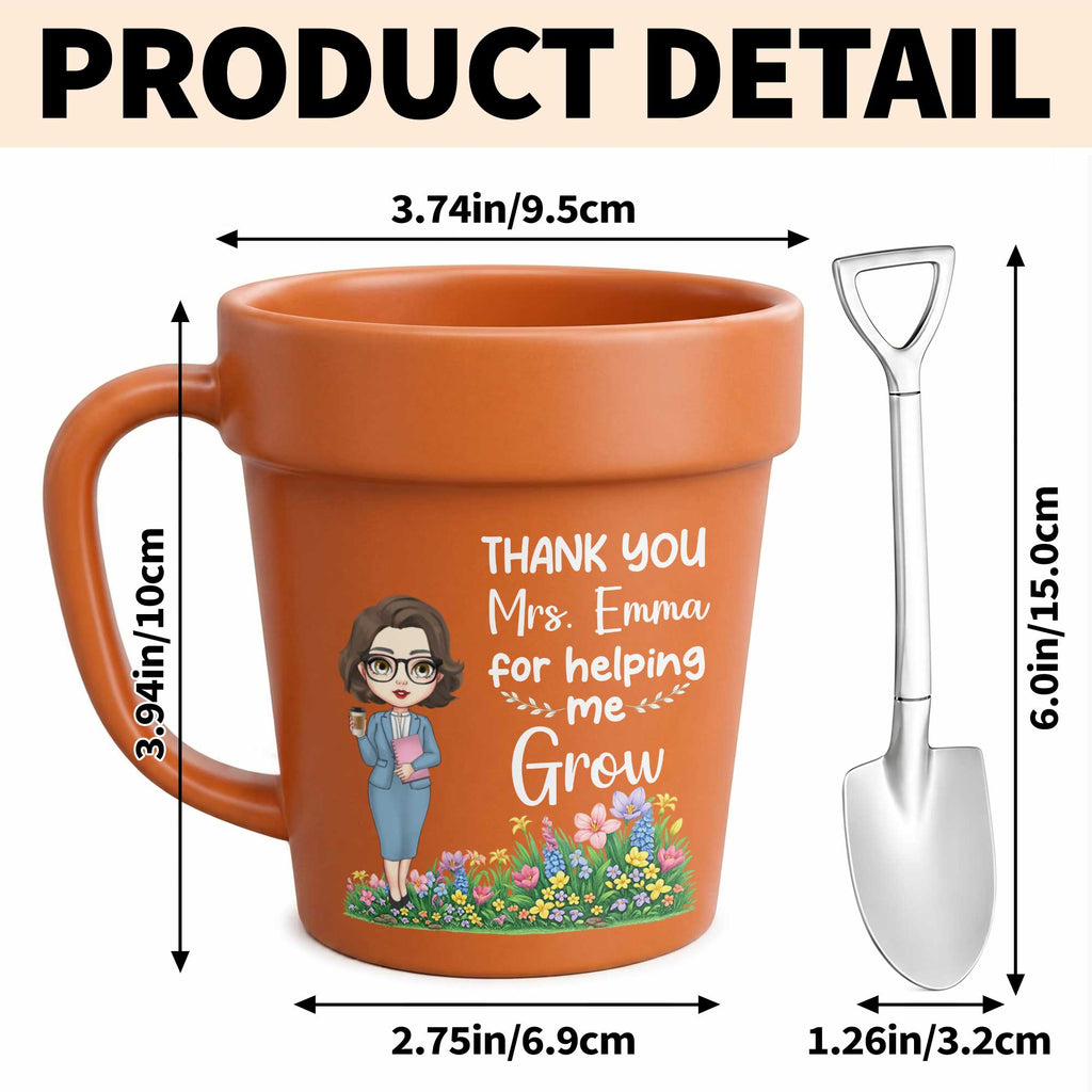 Personalized Plant Pot Mug Thank You Gift for Teacher Plant Pot Ceramic Mug GradoCreations