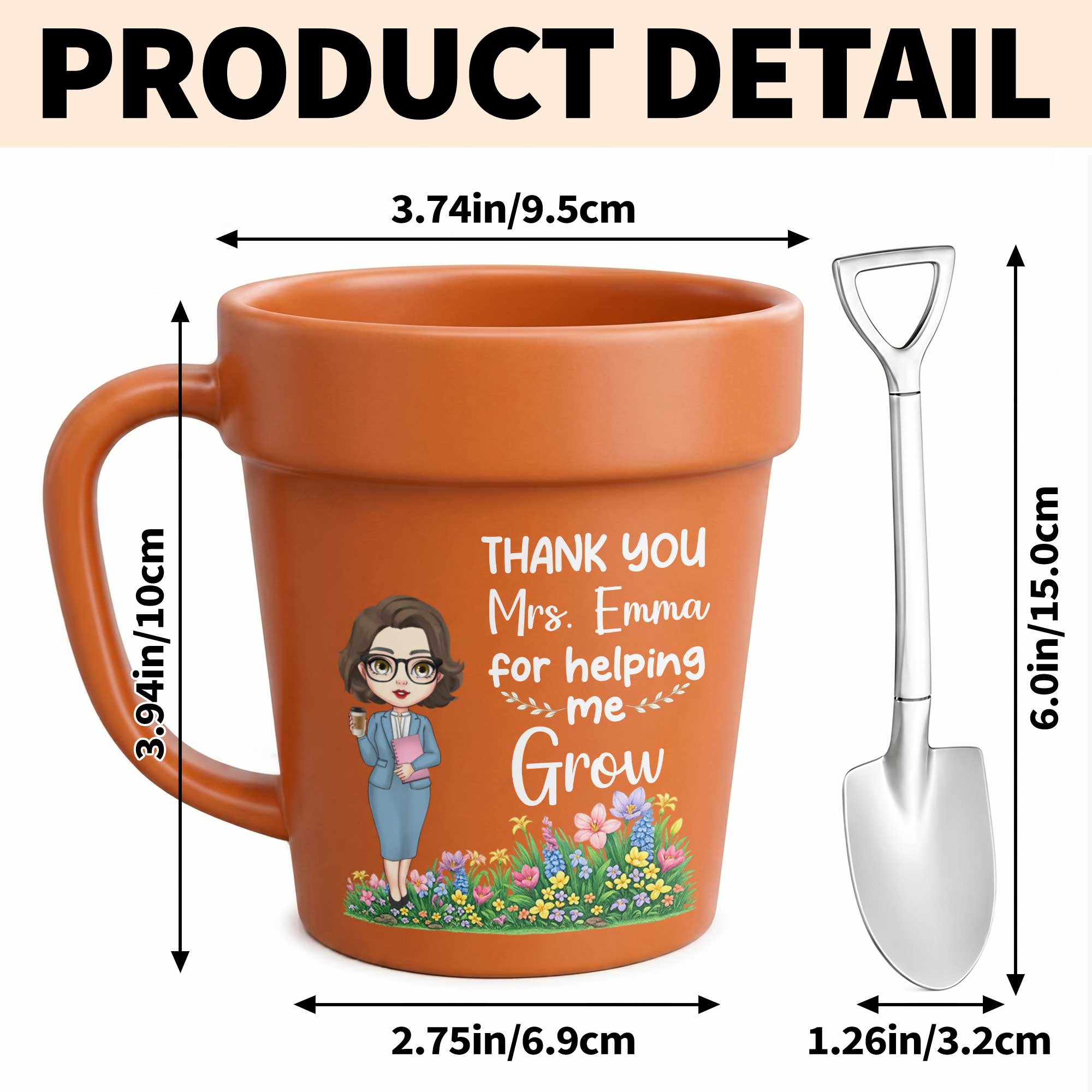 Personalized Plant Pot Mug Thank You Gift for Teacher Plant Pot Ceramic Mug GradoCreations