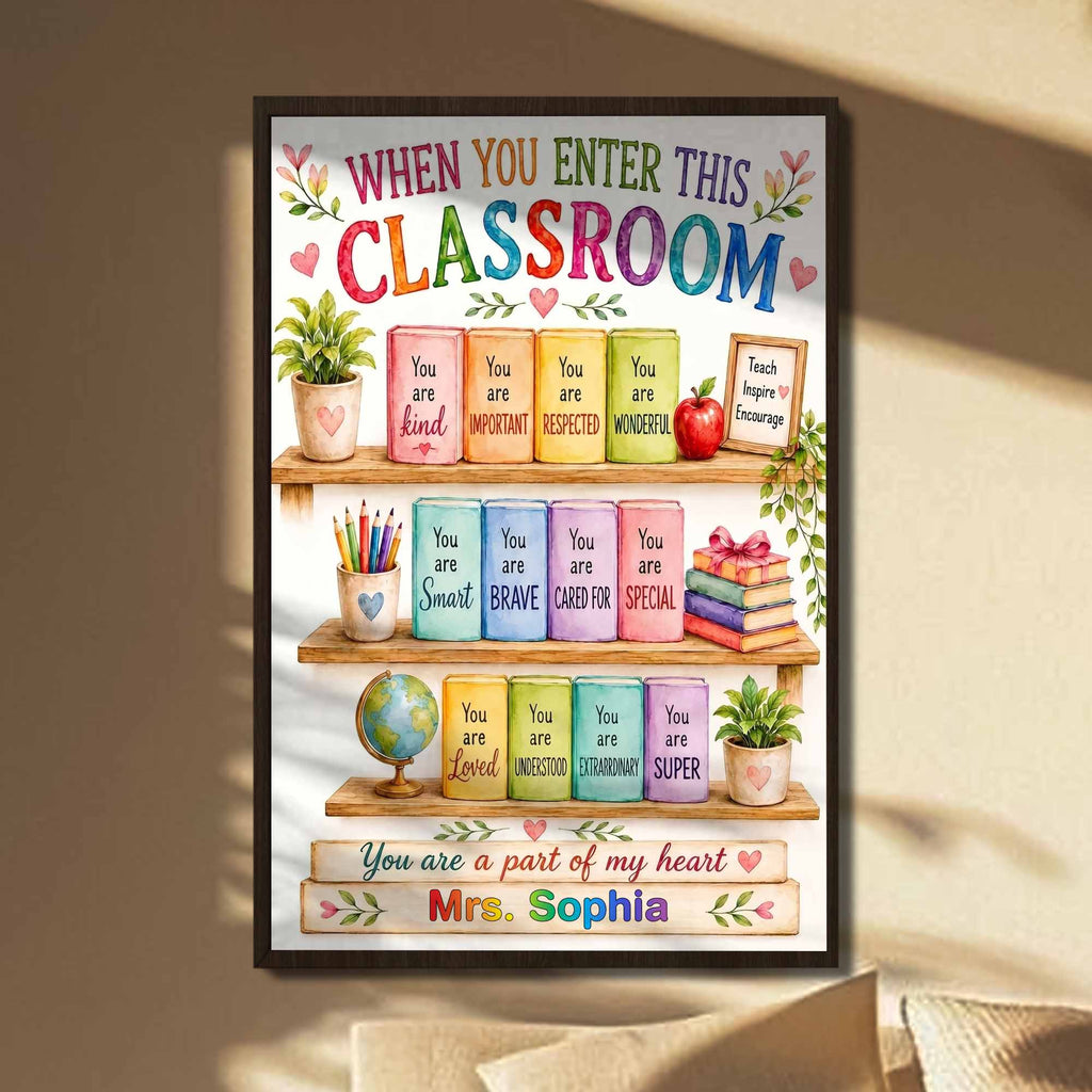 Personalized Teacher Heart Message Vertical Poster Custom Gift