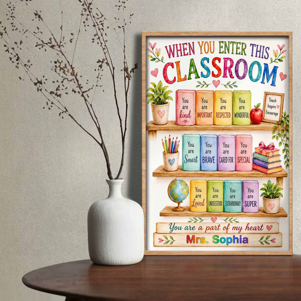Personalized Teacher Heart Message Vertical Poster Custom Gift