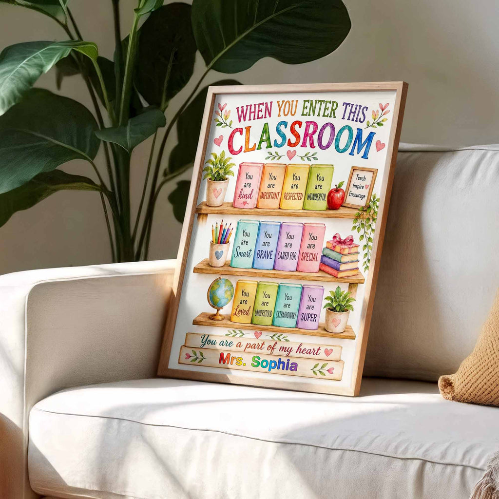 Personalized Teacher Heart Message Vertical Poster Custom Gift