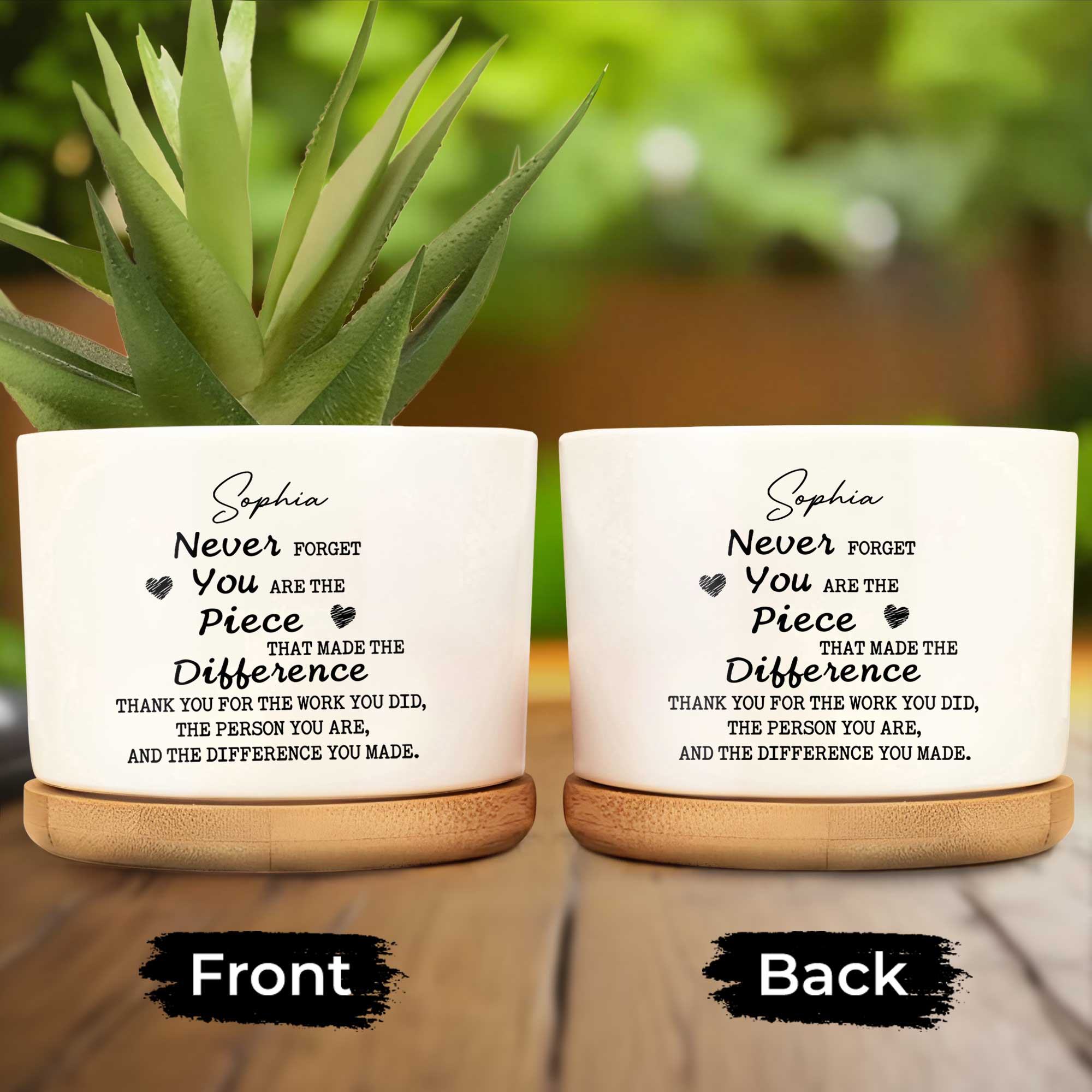 Personalized Ceramic Plant Pot Custom Message Gift for Teacher