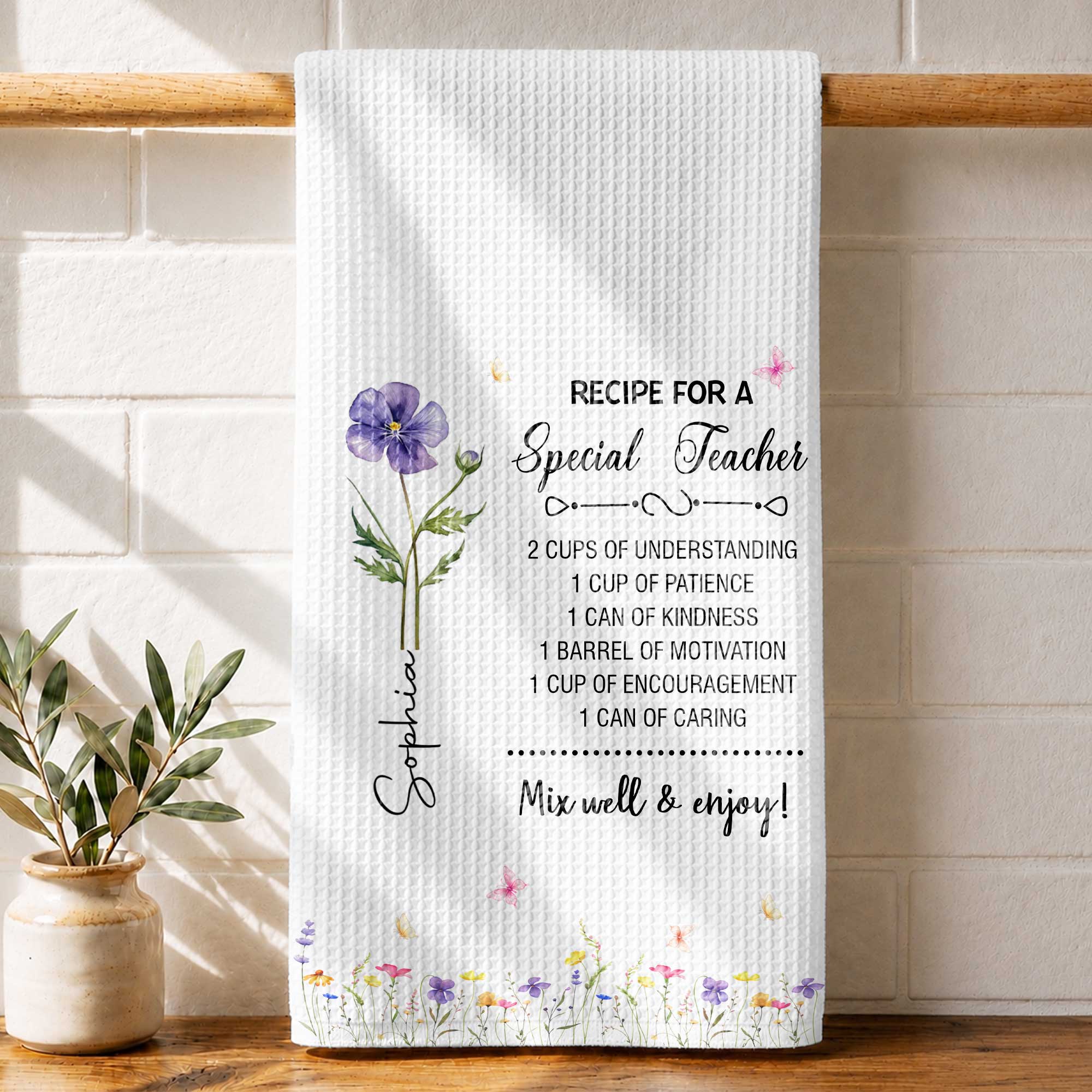Personalized Teacher Kitchen Towel Custom Name Gift Idea Kitchen Towel GradoCreations