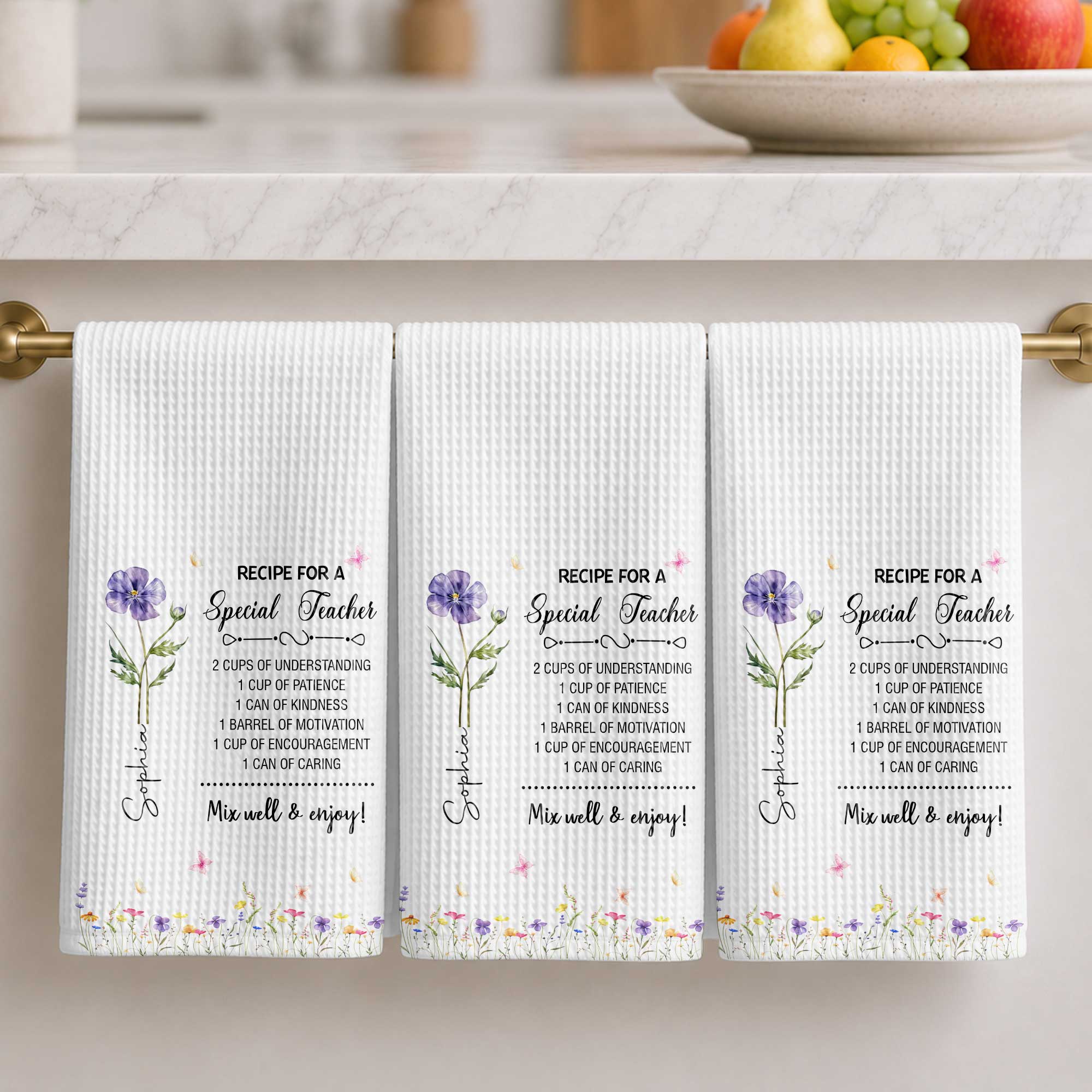 Personalized Teacher Kitchen Towel Custom Name Gift Idea Kitchen Towel GradoCreations