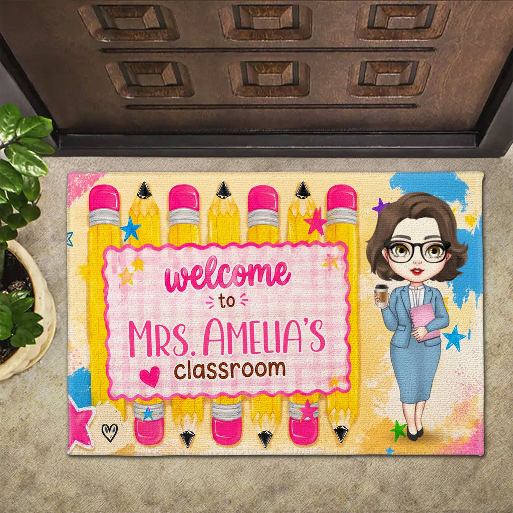 Personalized Teacher Doormat Welcome to My Classroom Gift Doormat GradoCreations