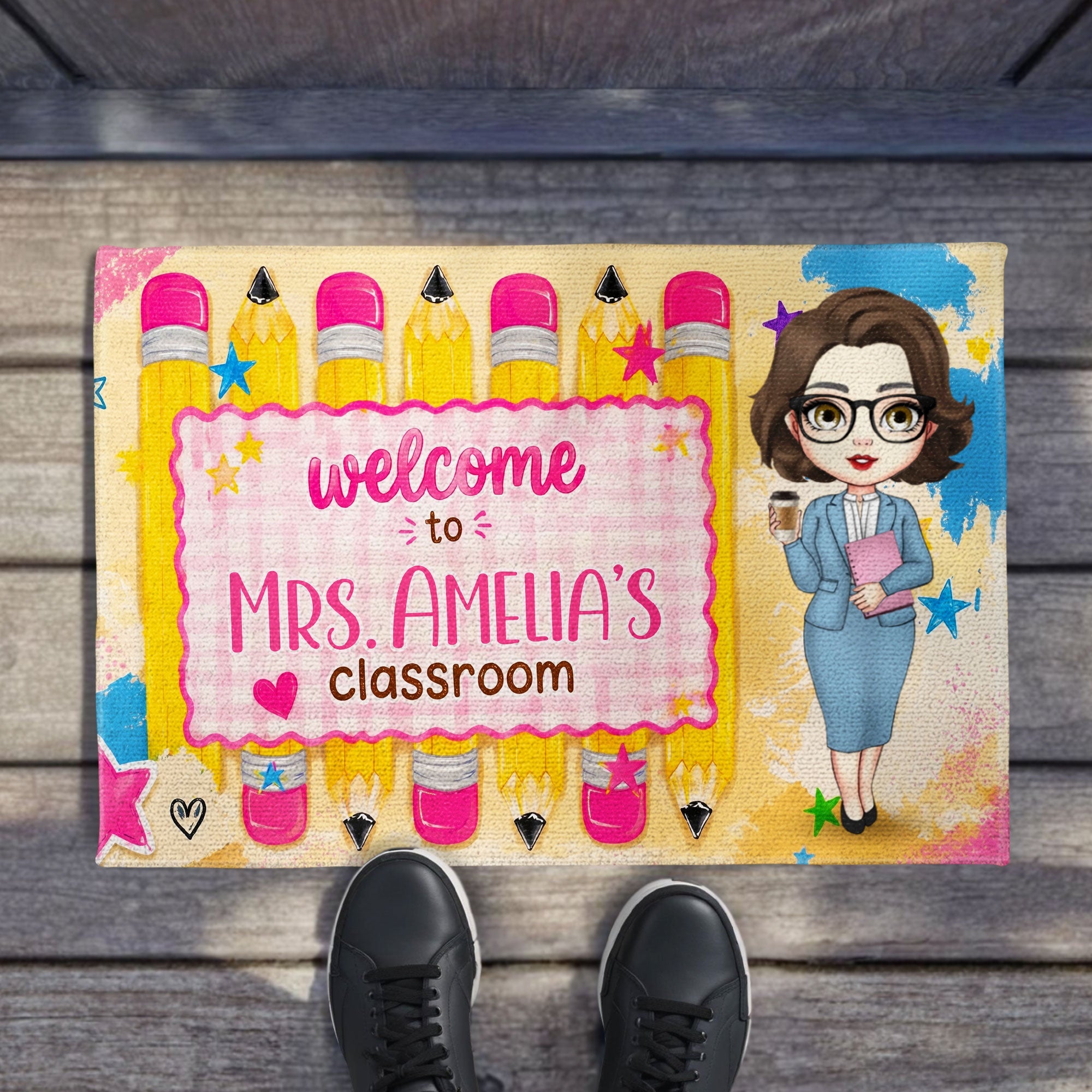 Personalized Teacher Doormat Welcome to My Classroom Gift Doormat GradoCreations
