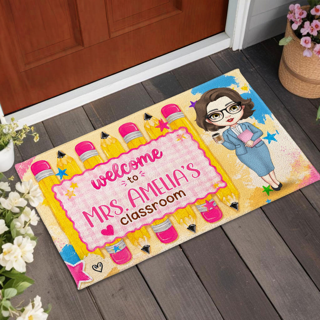 Personalized Teacher Doormat Welcome to My Classroom Gift Doormat GradoCreations