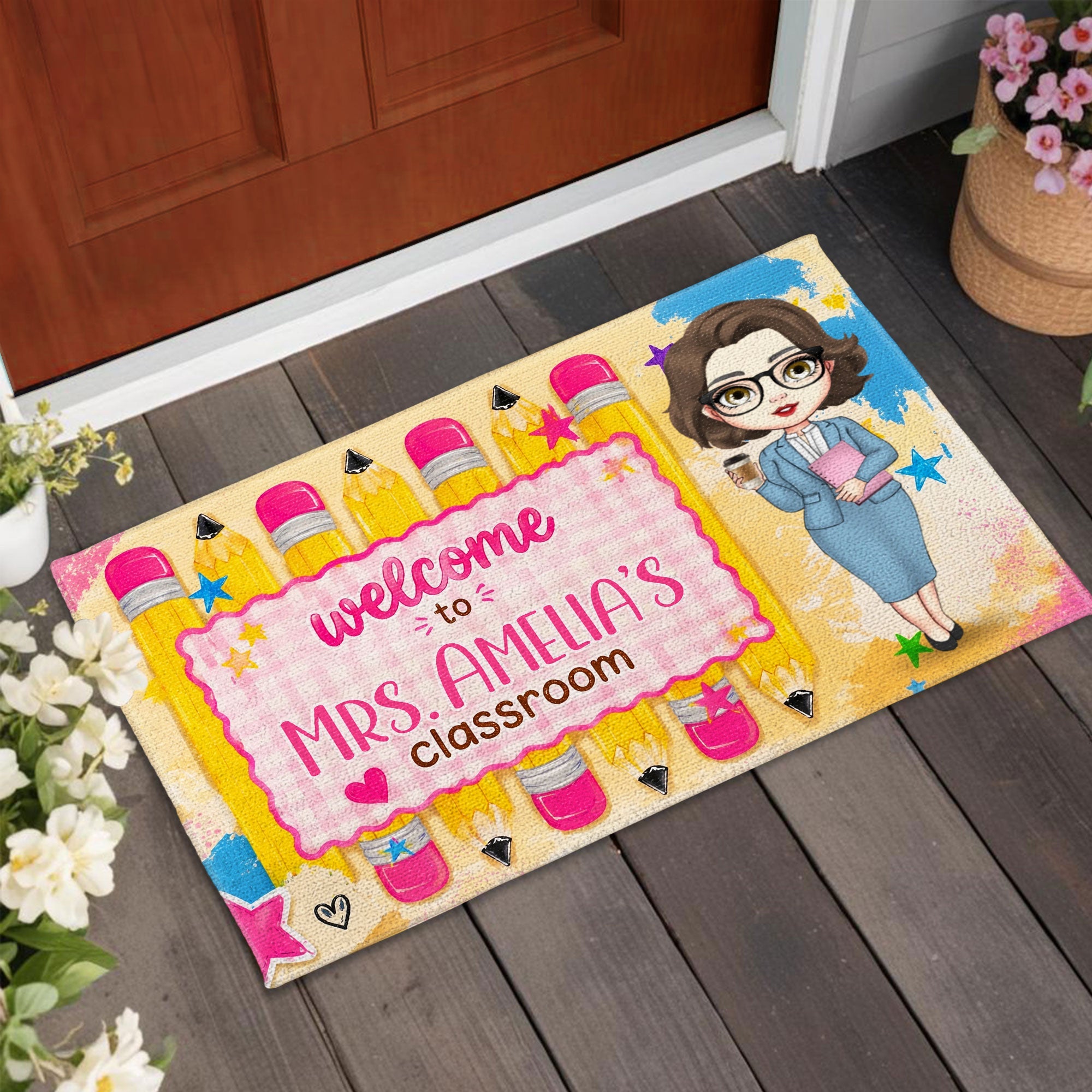Personalized Teacher Doormat Welcome to My Classroom Gift Doormat GradoCreations