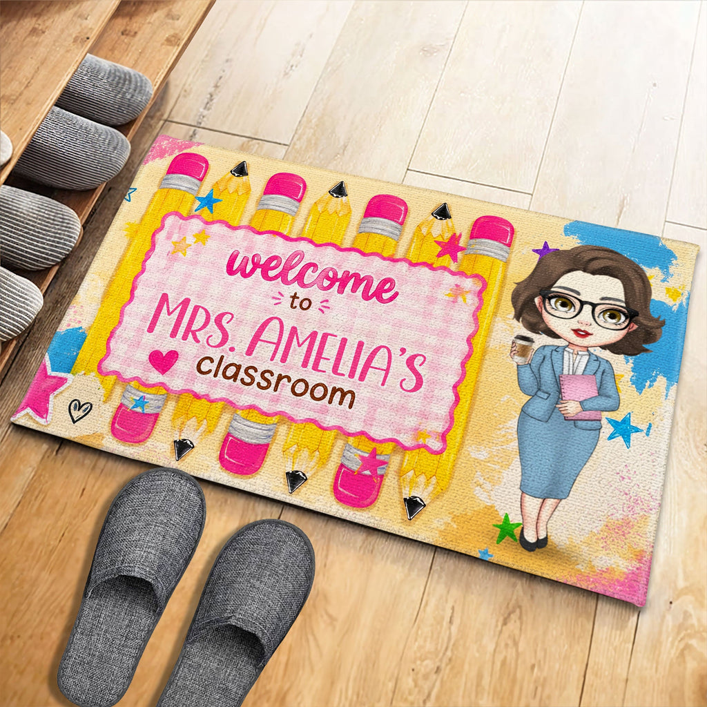 Personalized Teacher Doormat Welcome to My Classroom Gift Doormat GradoCreations