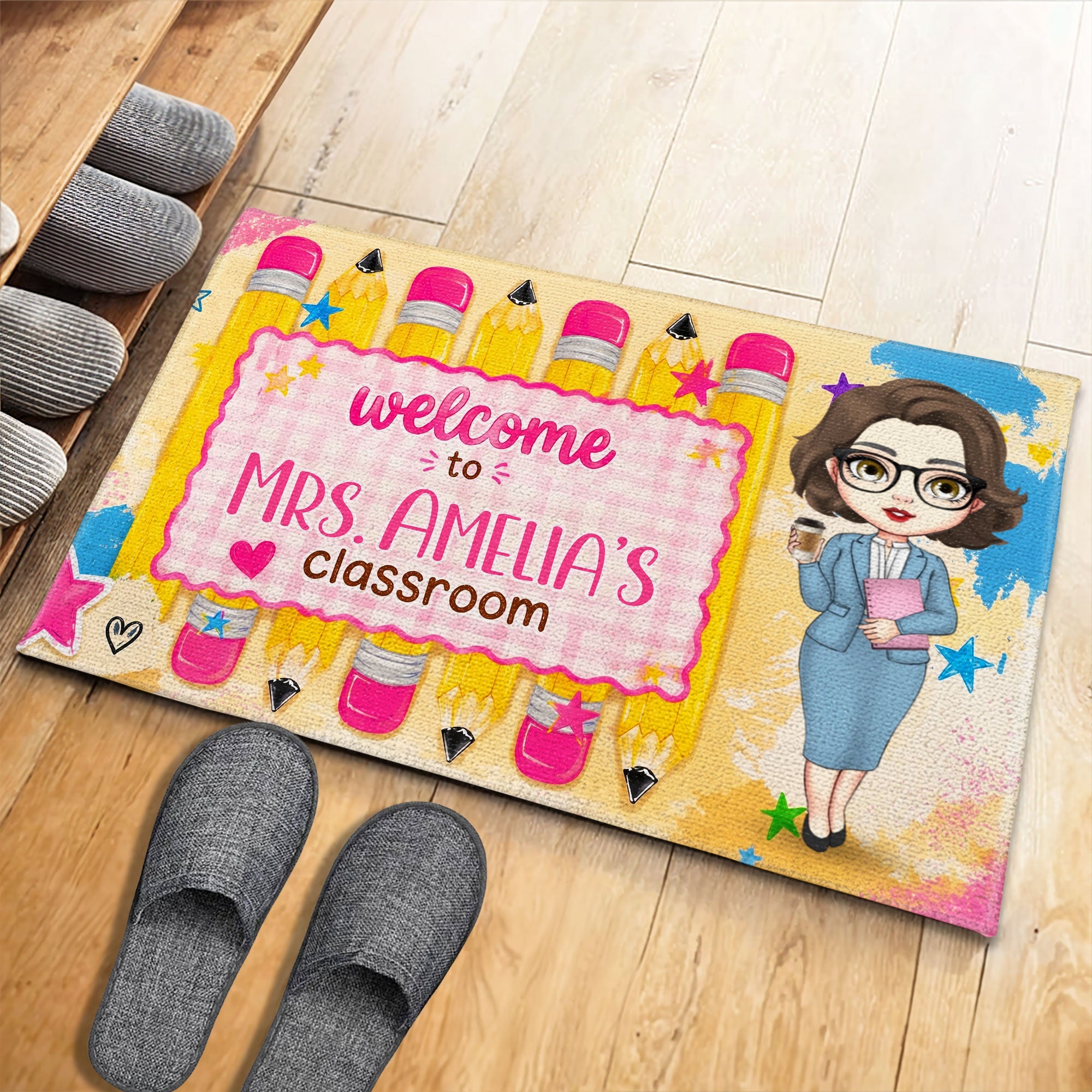Personalized Teacher Doormat Welcome to My Classroom Gift Doormat GradoCreations