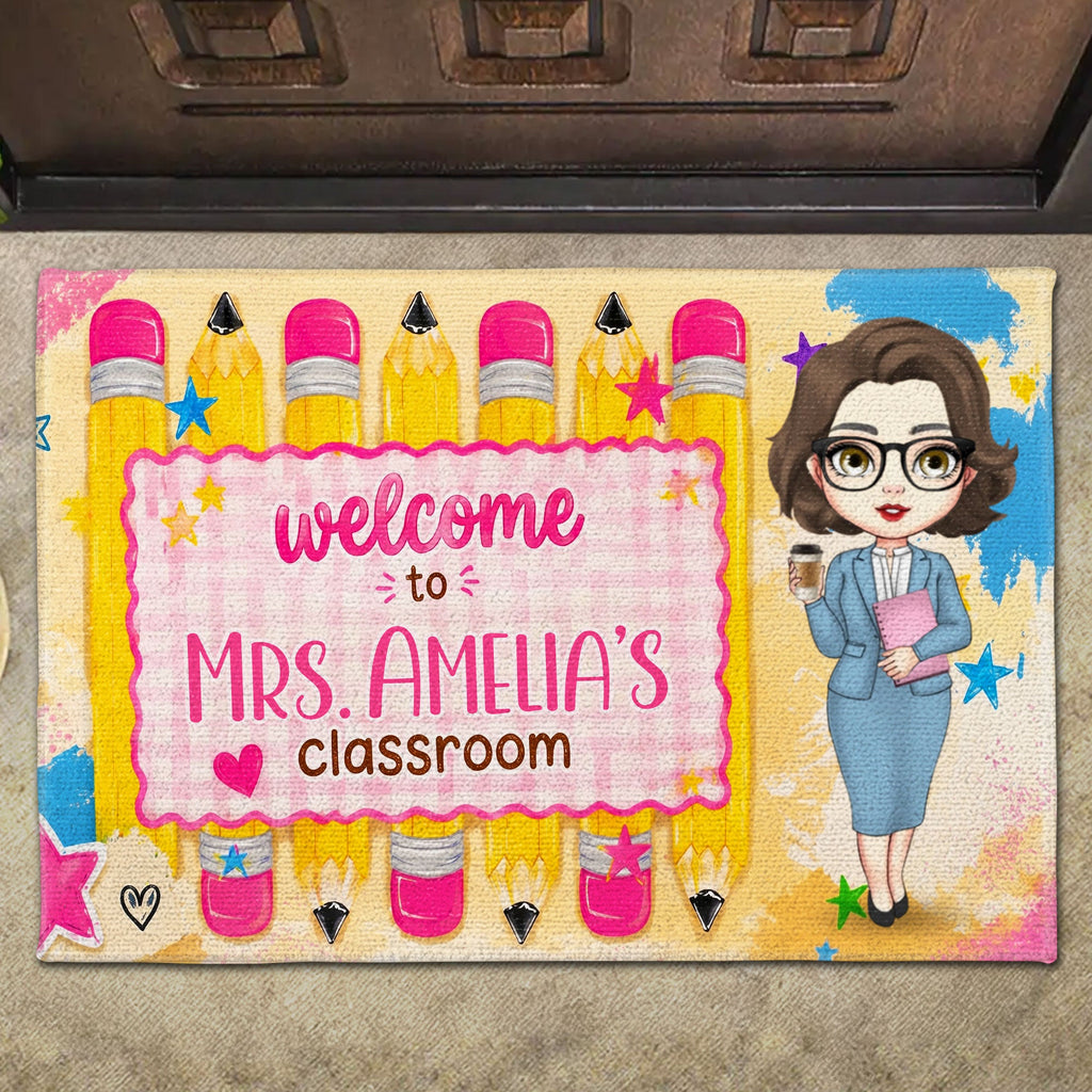 Personalized Teacher Doormat Welcome to My Classroom Gift Doormat GradoCreations