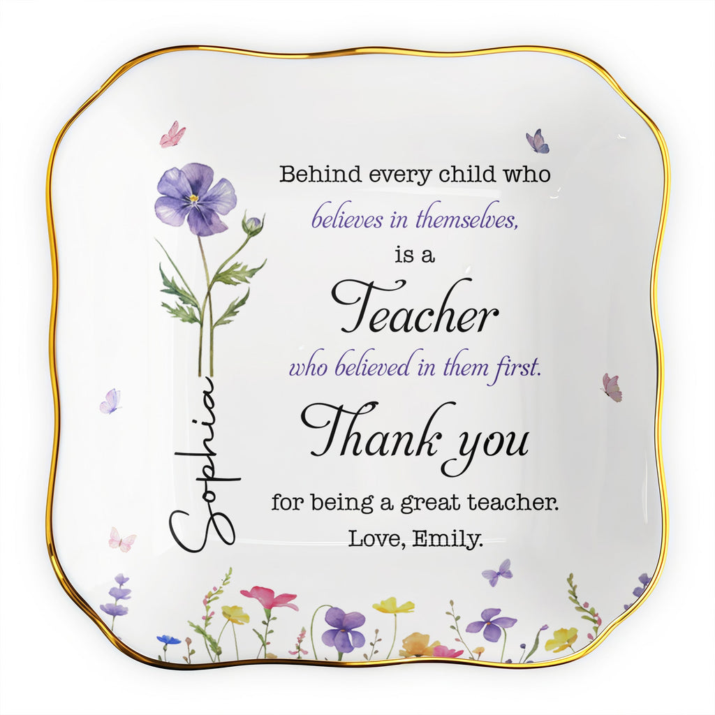 Personalized Lace Square Jewelry Dish Custom Teacher Gift Lace Square Jewelry Dish GradoCreations