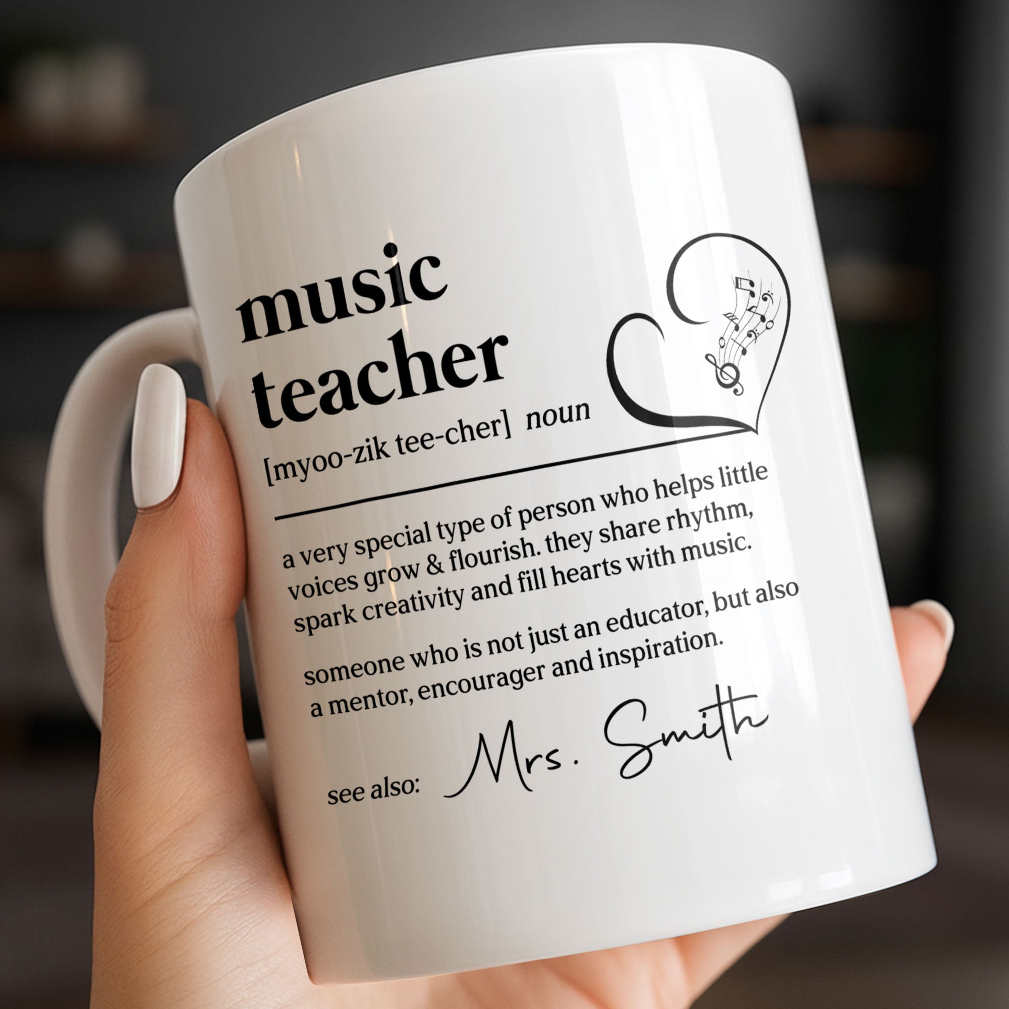 Personalized Music Teacher Coffee Mug Custom Name Gift Edge-to-edge Mug GradoCreations