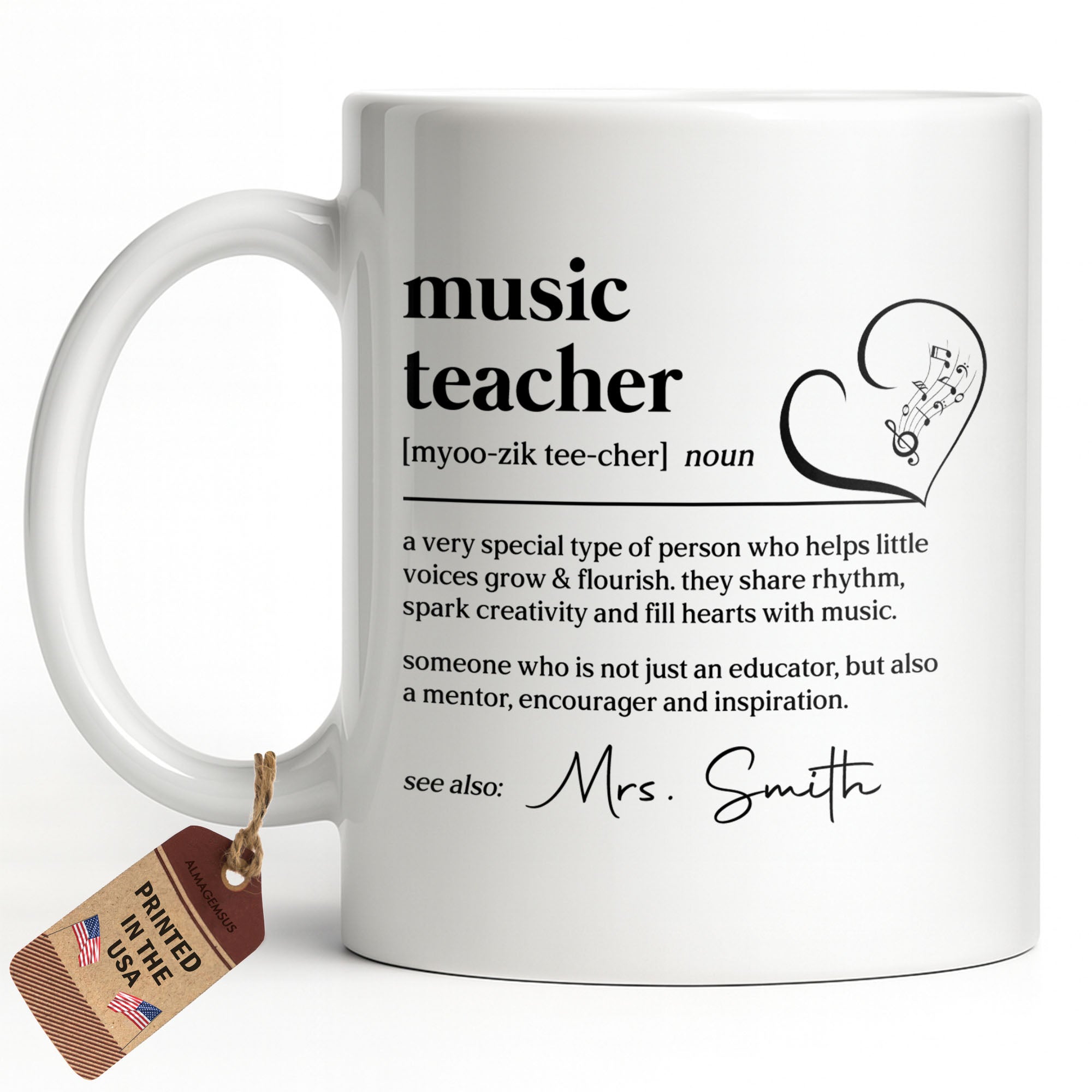Personalized Music Teacher Coffee Mug Custom Name Gift Edge-to-edge Mug GradoCreations