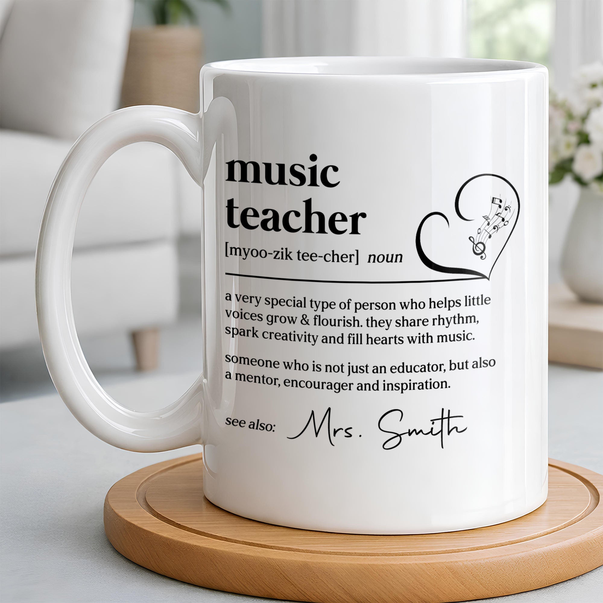 Personalized Music Teacher Coffee Mug Custom Name Gift Edge-to-edge Mug GradoCreations