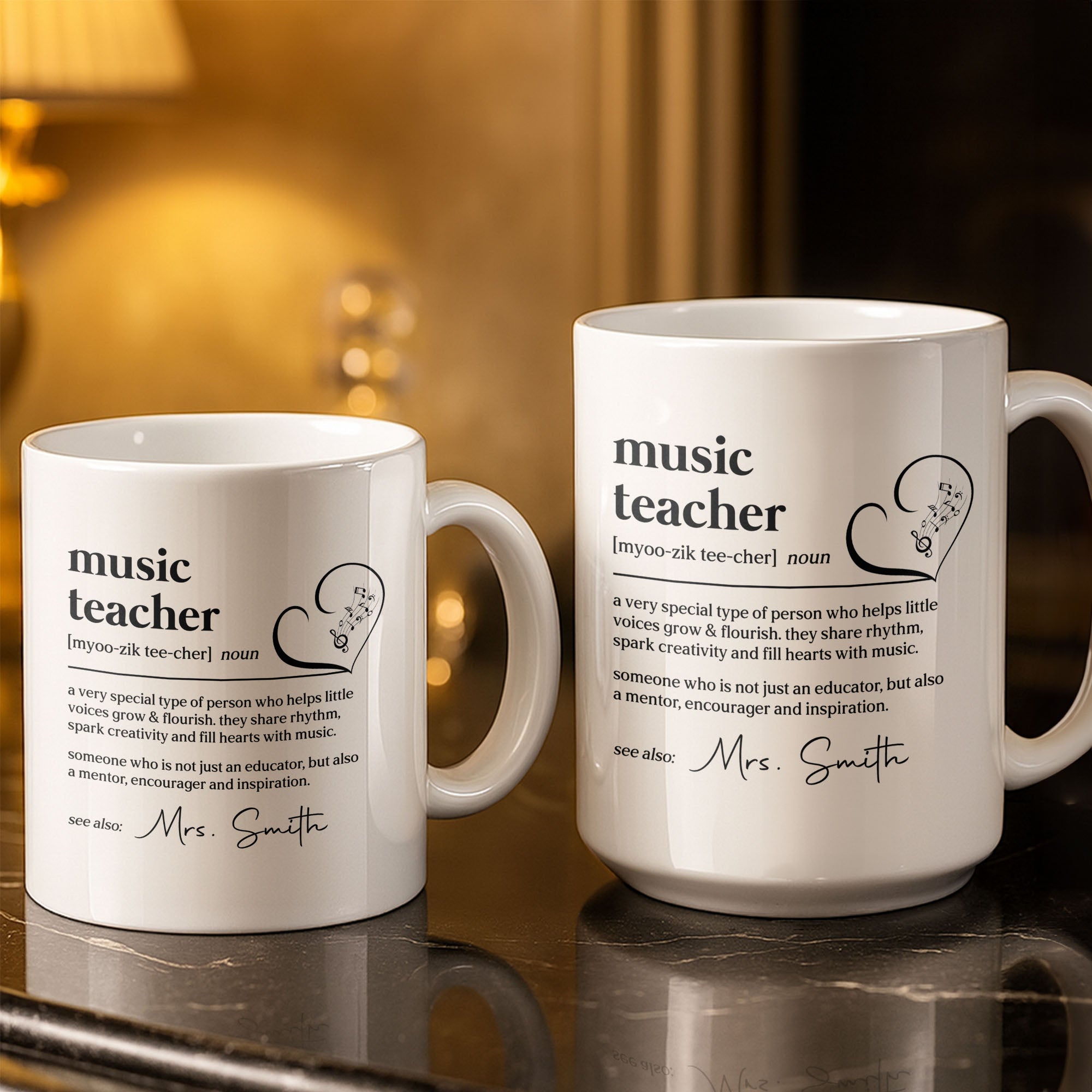 Personalized Music Teacher Coffee Mug Custom Name Gift Edge-to-edge Mug GradoCreations