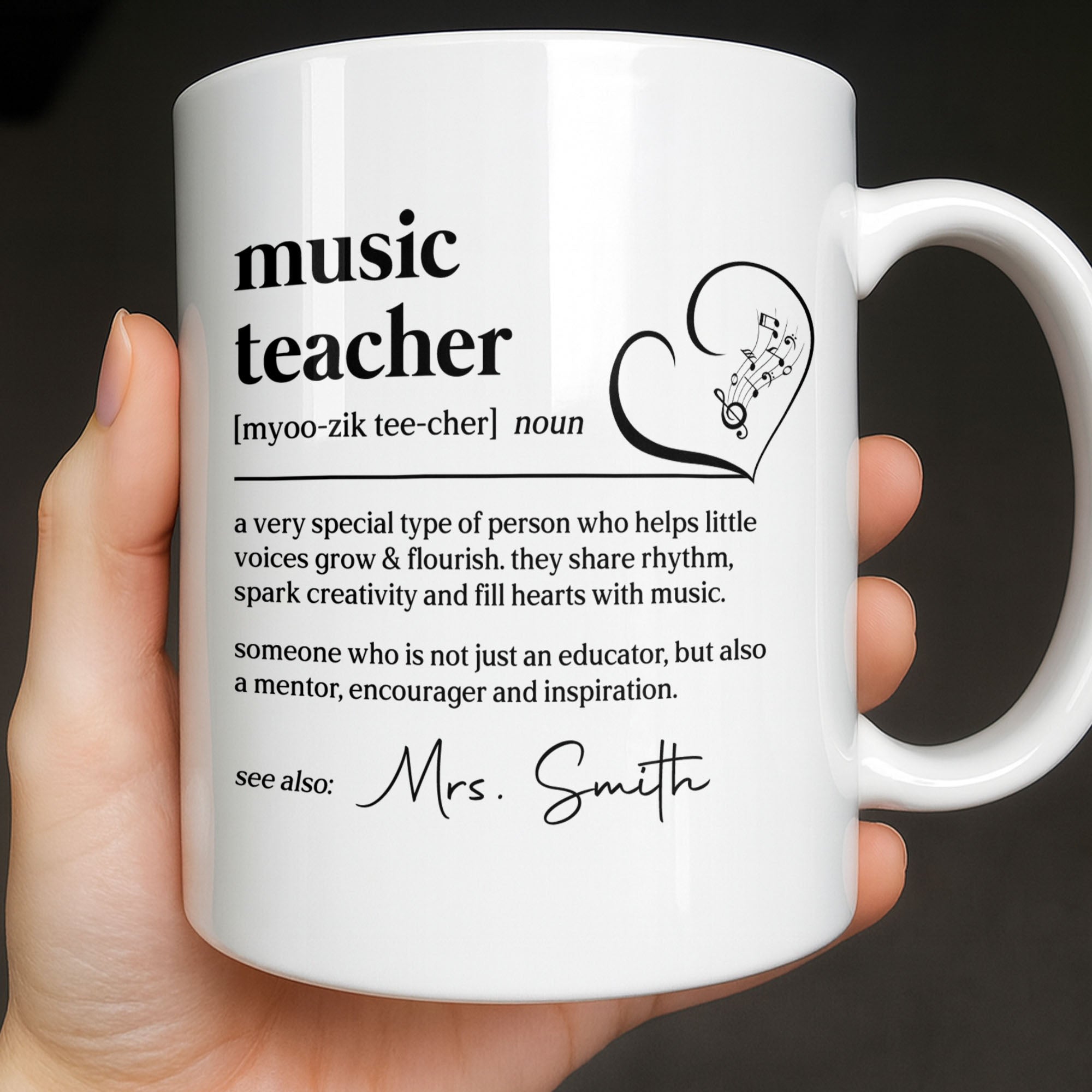 Personalized Music Teacher Coffee Mug Custom Name Gift Edge-to-edge Mug GradoCreations
