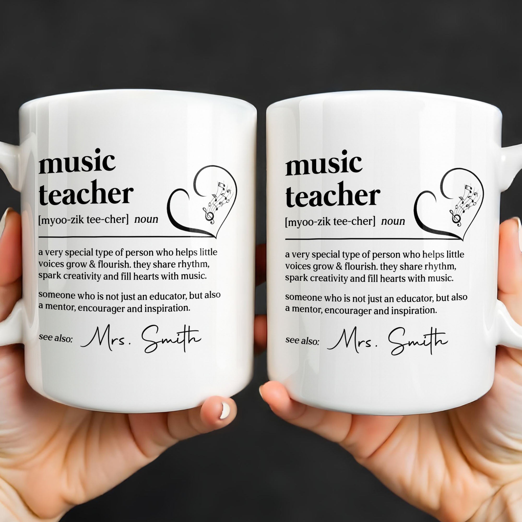 Personalized Music Teacher Coffee Mug Custom Name Gift Edge-to-edge Mug GradoCreations