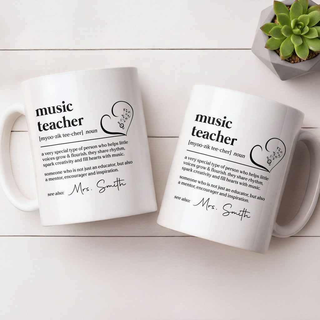 Personalized Music Teacher Coffee Mug Custom Name Gift Edge-to-edge Mug GradoCreations