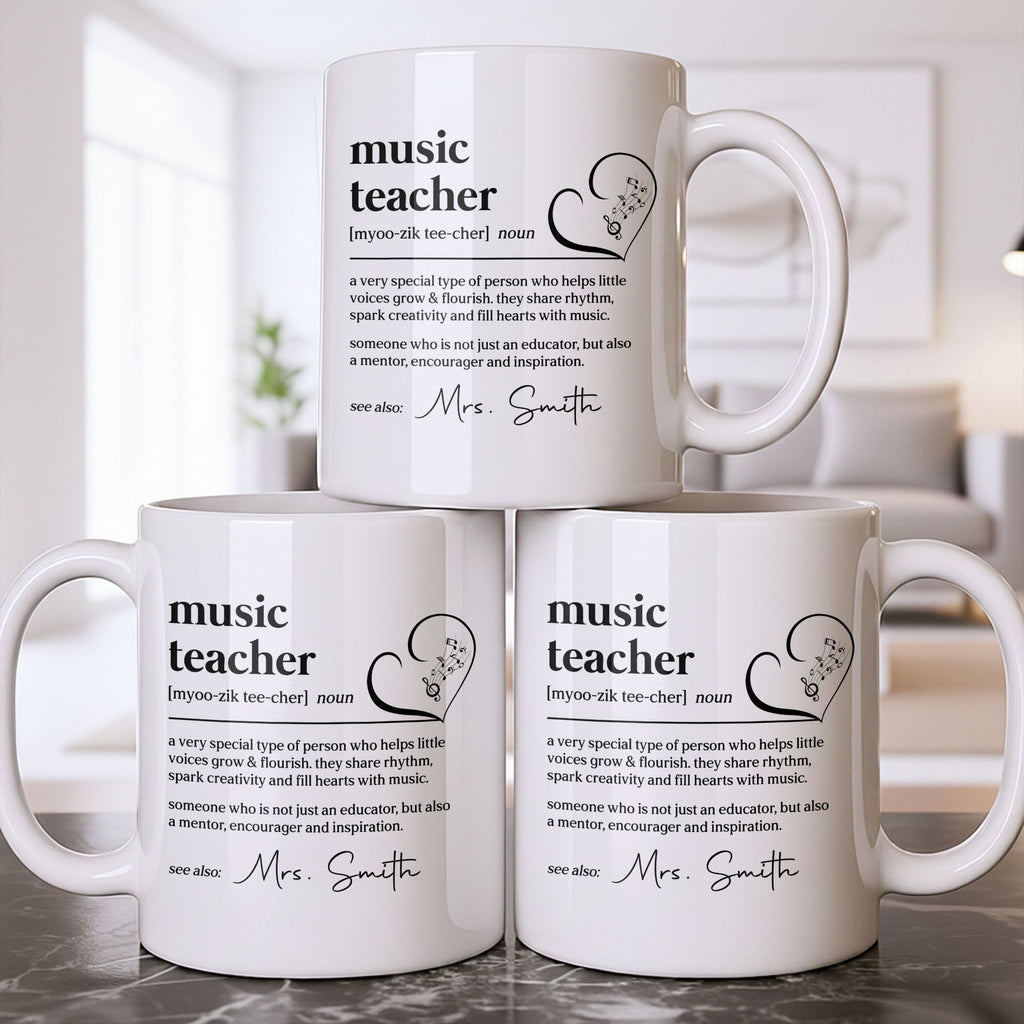 Personalized Music Teacher Coffee Mug Custom Name Gift Edge-to-edge Mug GradoCreations