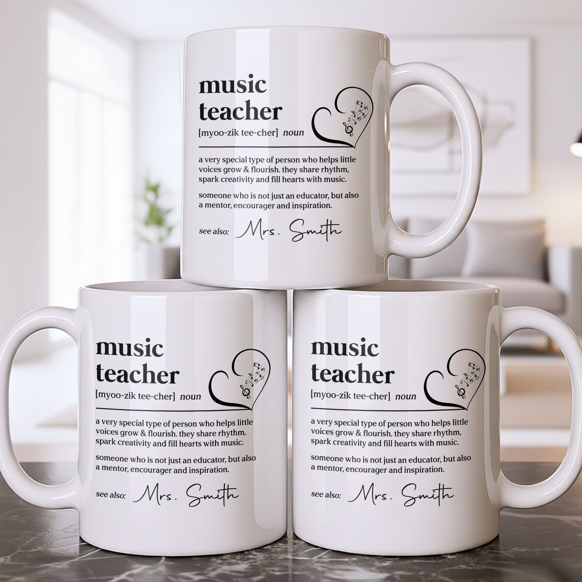 Personalized Music Teacher Coffee Mug Custom Name Gift Edge-to-edge Mug GradoCreations