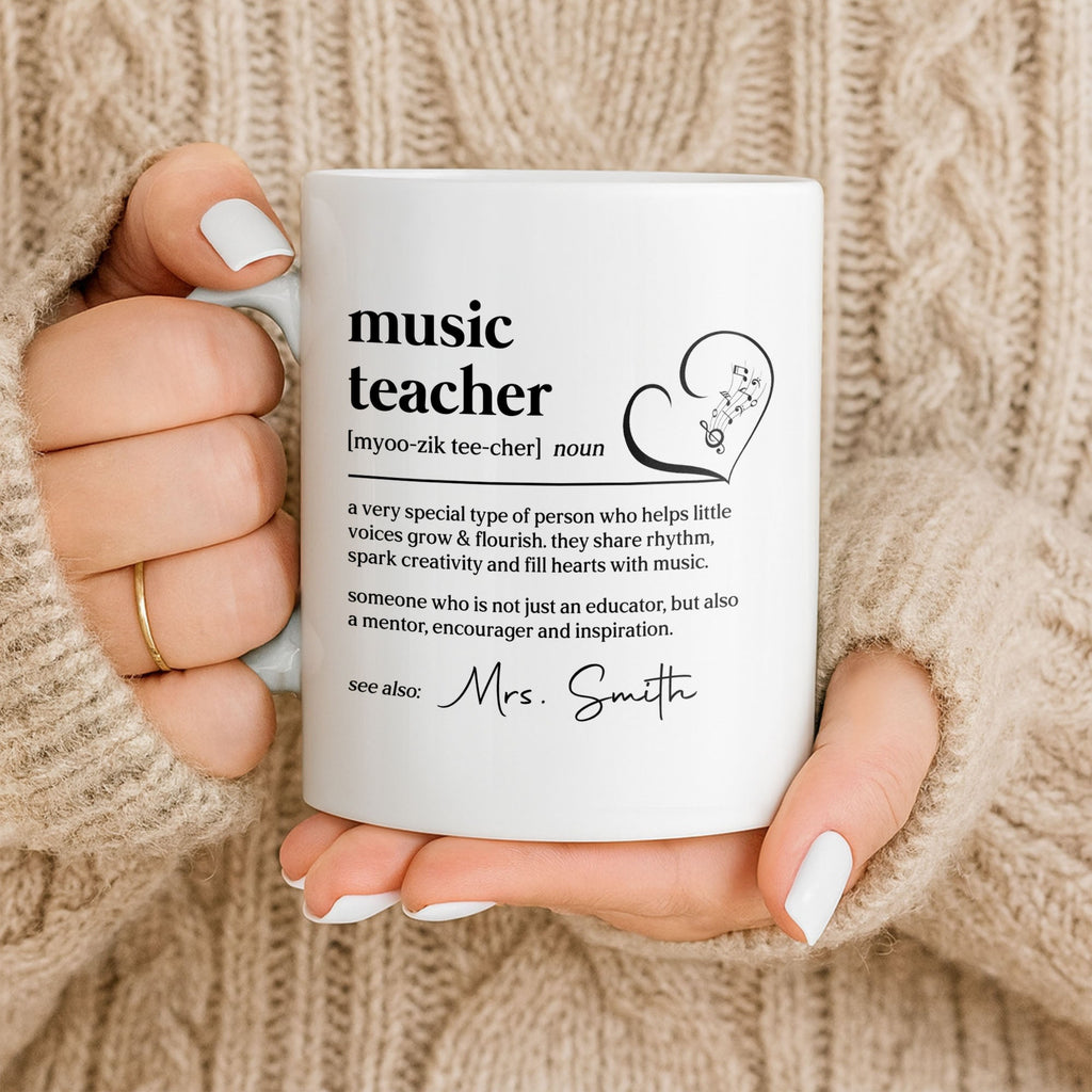 Personalized Music Teacher Coffee Mug Custom Name Gift Edge-to-edge Mug GradoCreations