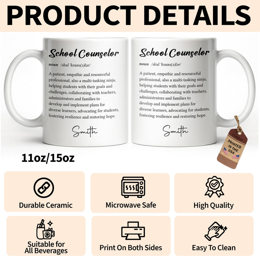 Personalized School Counselor Mug Custom Definition Gift Edge-to-edge Mug GradoCreations