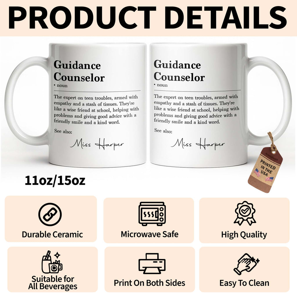 Personalized Guidance Counselor Coffee Mug Gift for Teacher Edge-to-edge Mug GradoCreations