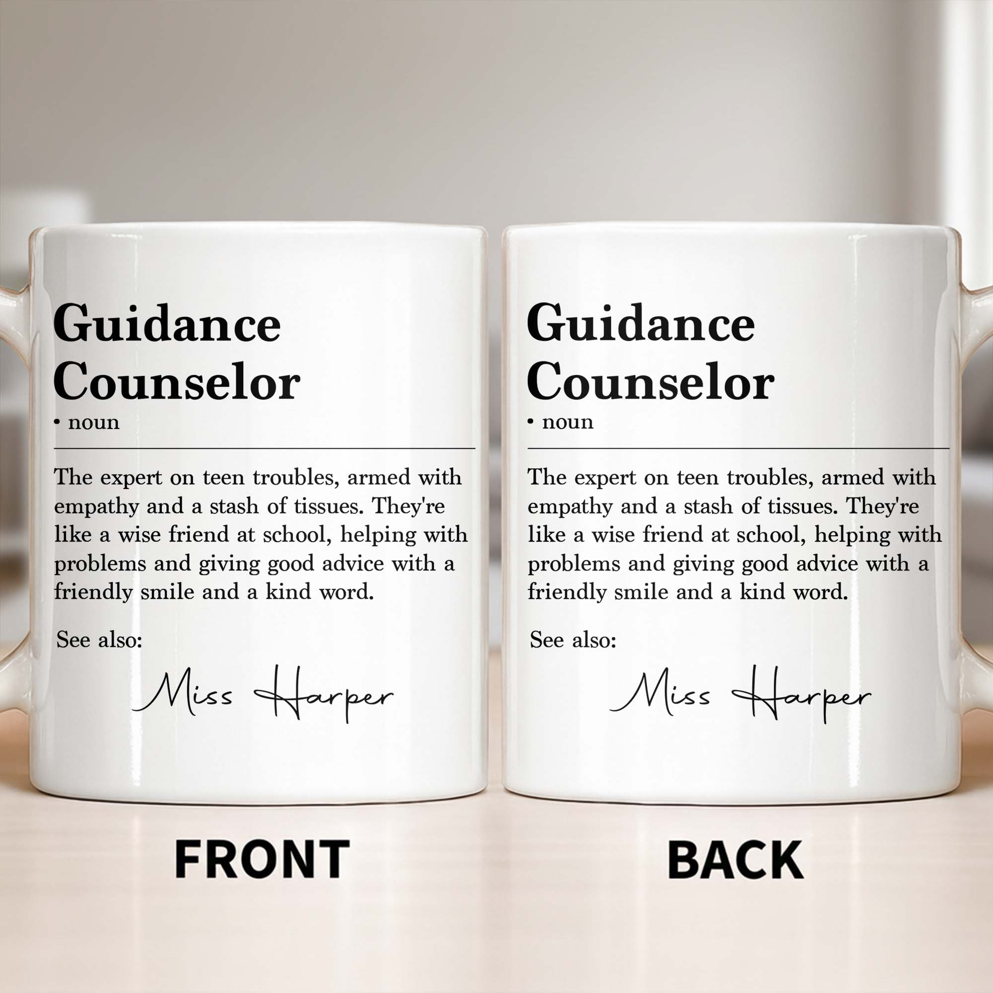 Personalized Guidance Counselor Coffee Mug Gift for Teacher Edge-to-edge Mug GradoCreations