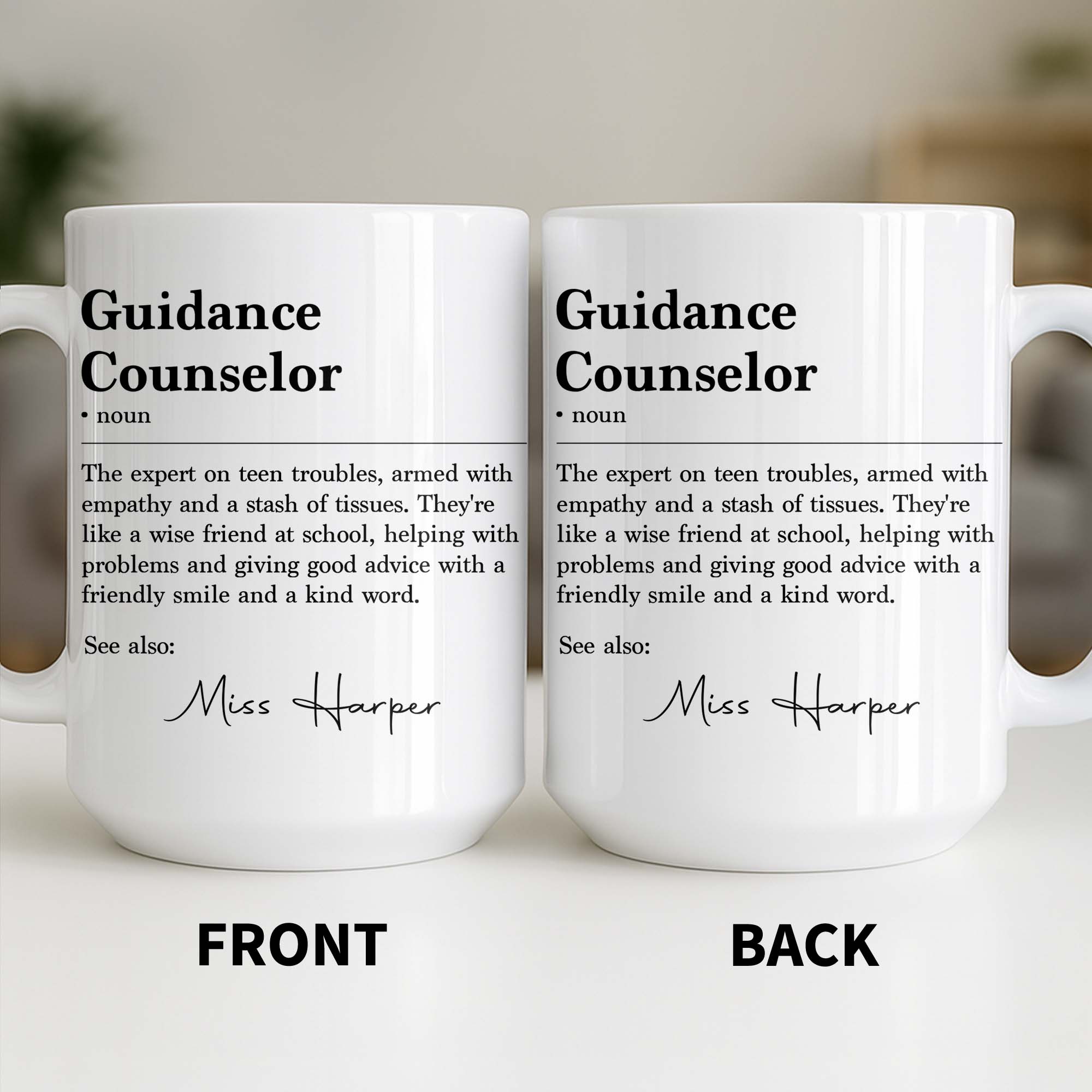 Personalized Guidance Counselor Coffee Mug Gift for Teacher Edge-to-edge Mug GradoCreations