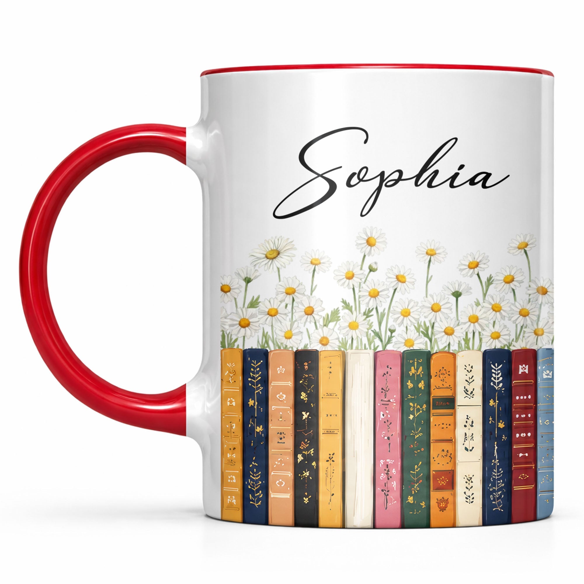 Personalized Accent Mug with Daisies Custom Design Gift for Teacher