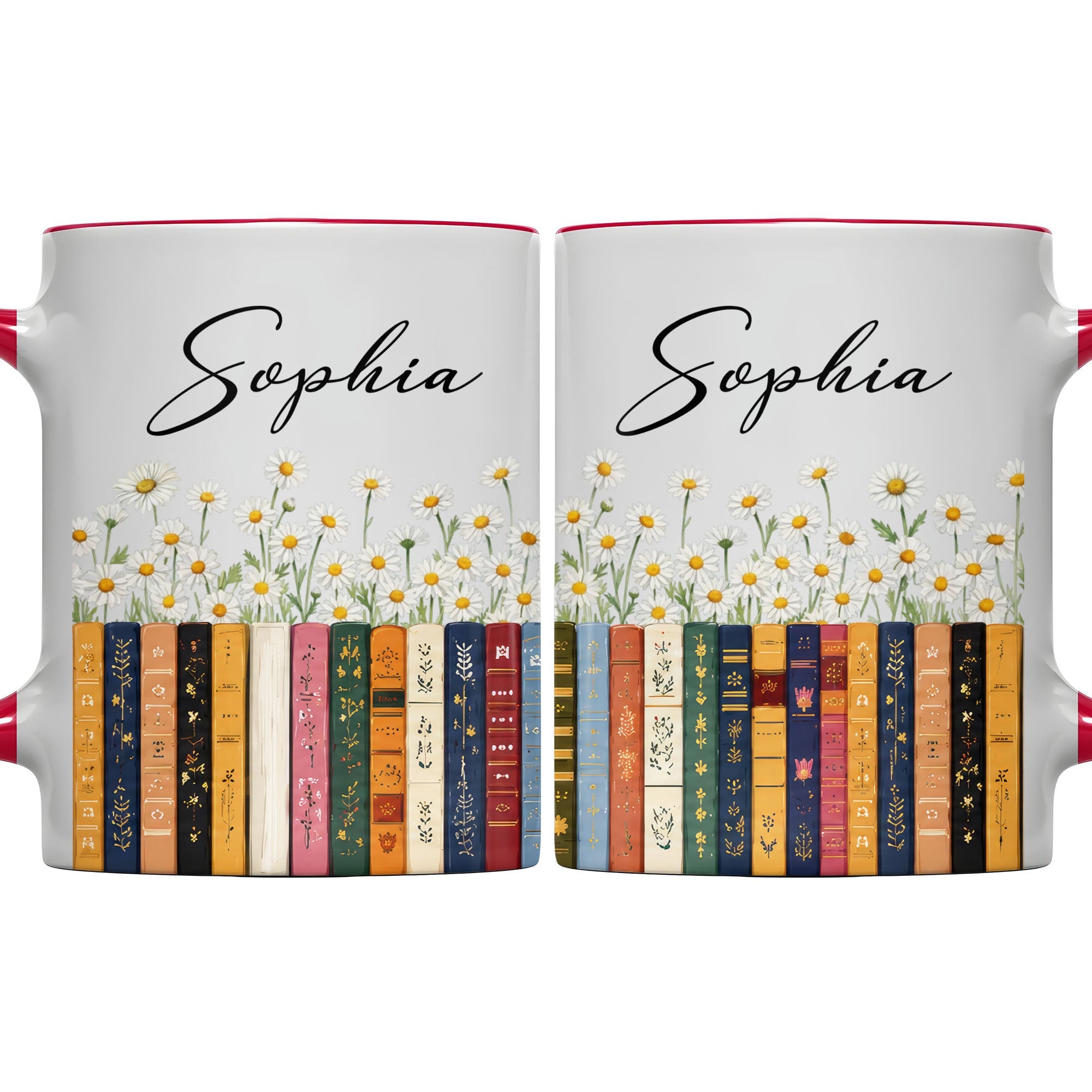 Personalized Accent Mug with Daisies Custom Design Gift for Teacher