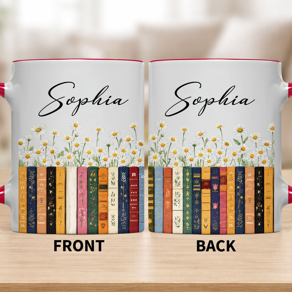 Personalized Accent Mug with Daisies Custom Design Gift for Teacher