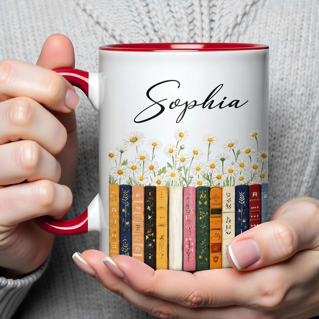Personalized Accent Mug with Daisies Custom Design Gift for Teacher