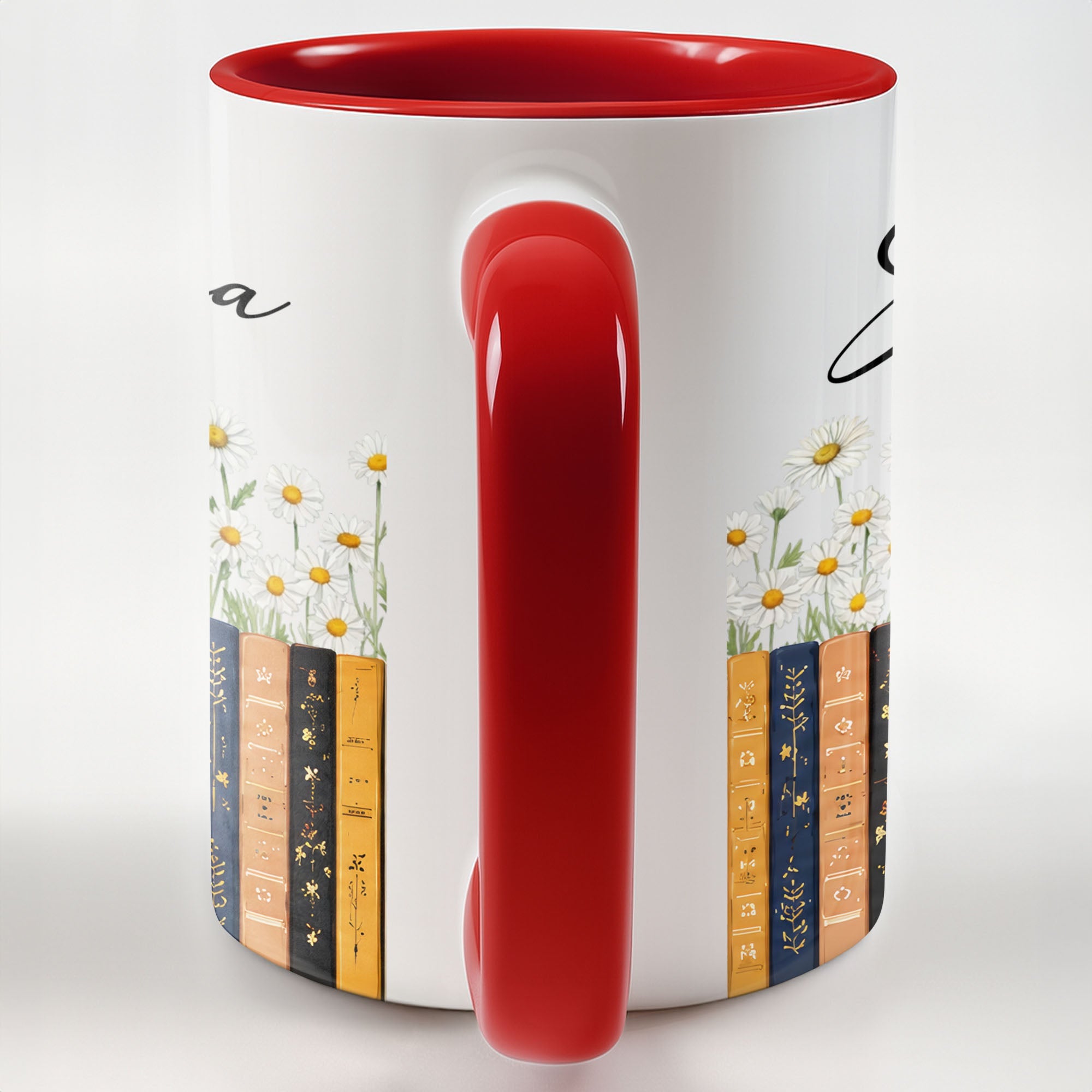 Personalized Accent Mug with Daisies Custom Design Gift for Teacher