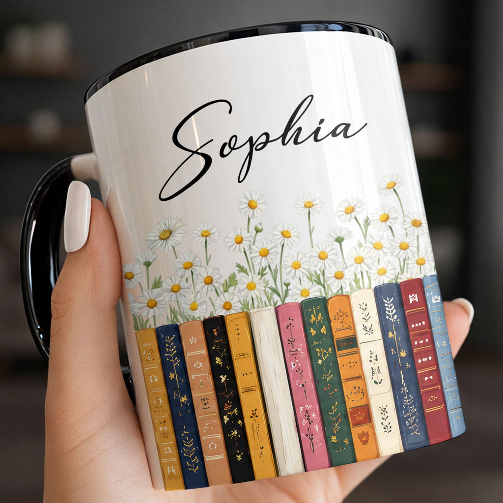 Personalized Accent Mug with Daisies Custom Design Gift for Teacher