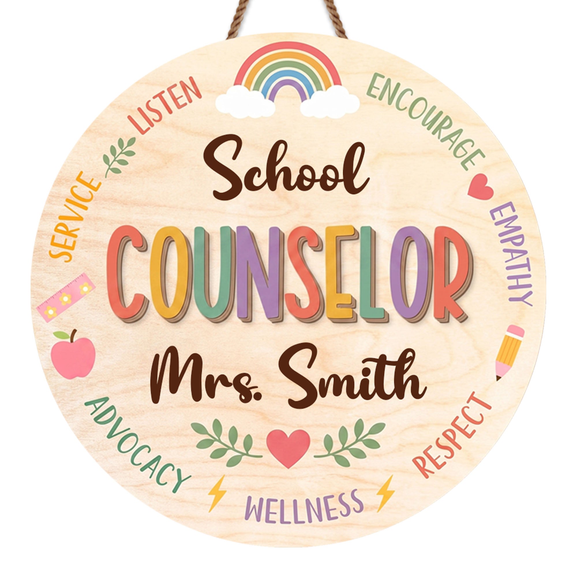 Personalized Custom Wood Sign for School Counselor Office Decor