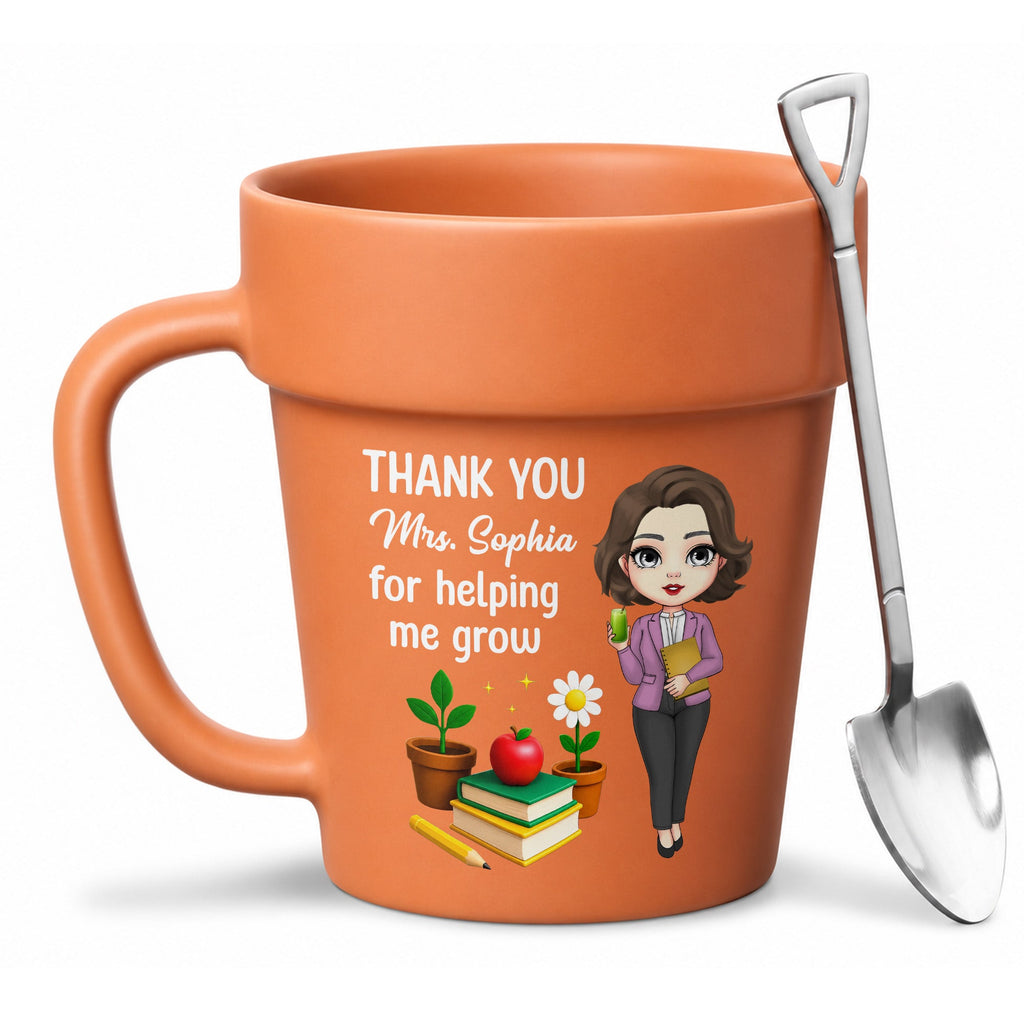 Personalized Ceramic Flower Pot Mug Custom Gift for Teachers Plant Pot Ceramic Mug GradoCreations