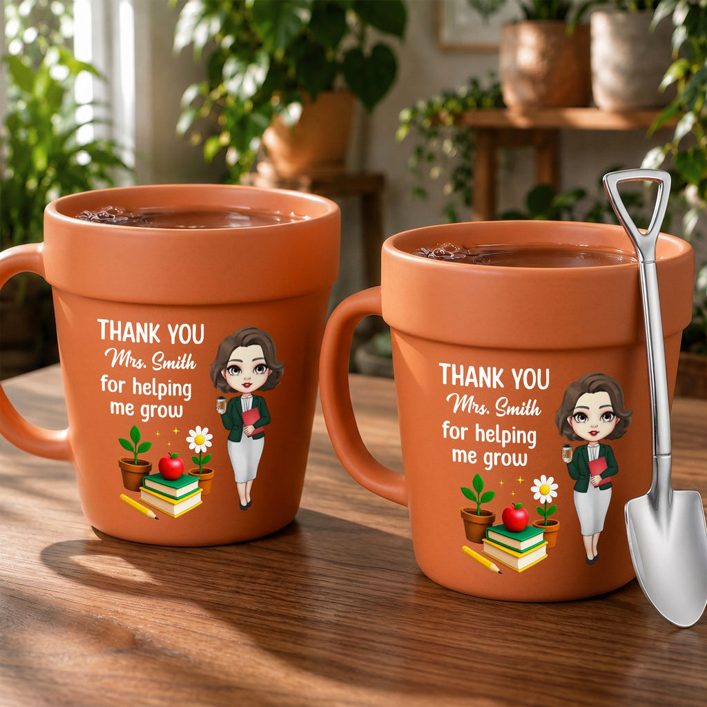 Personalized Ceramic Flower Pot Mug Custom Gift for Teachers Plant Pot Ceramic Mug GradoCreations