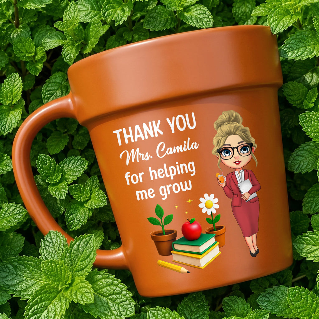 Personalized Ceramic Flower Pot Mug Custom Gift for Teachers Plant Pot Ceramic Mug GradoCreations
