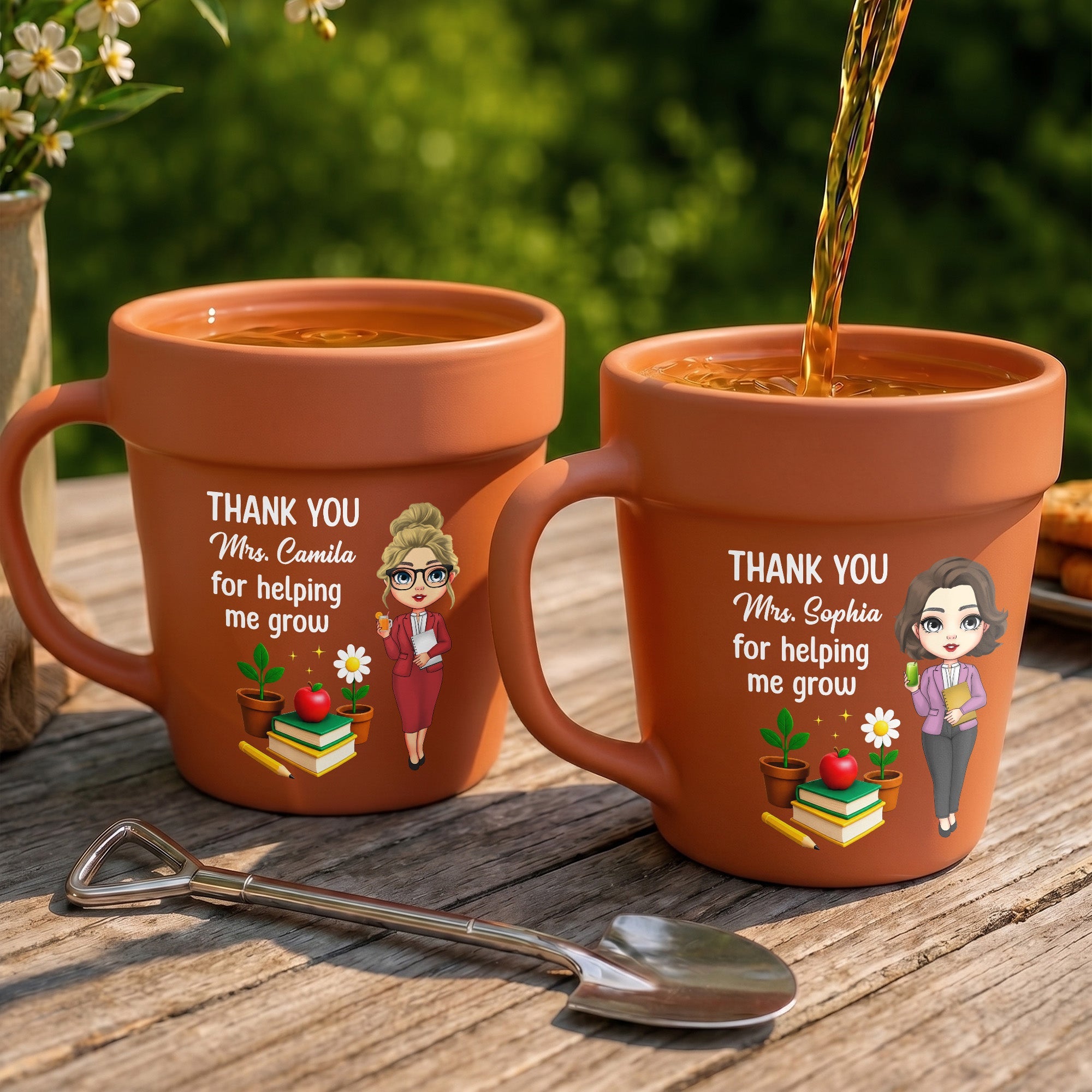 Personalized Ceramic Flower Pot Mug Custom Gift for Teachers Plant Pot Ceramic Mug GradoCreations