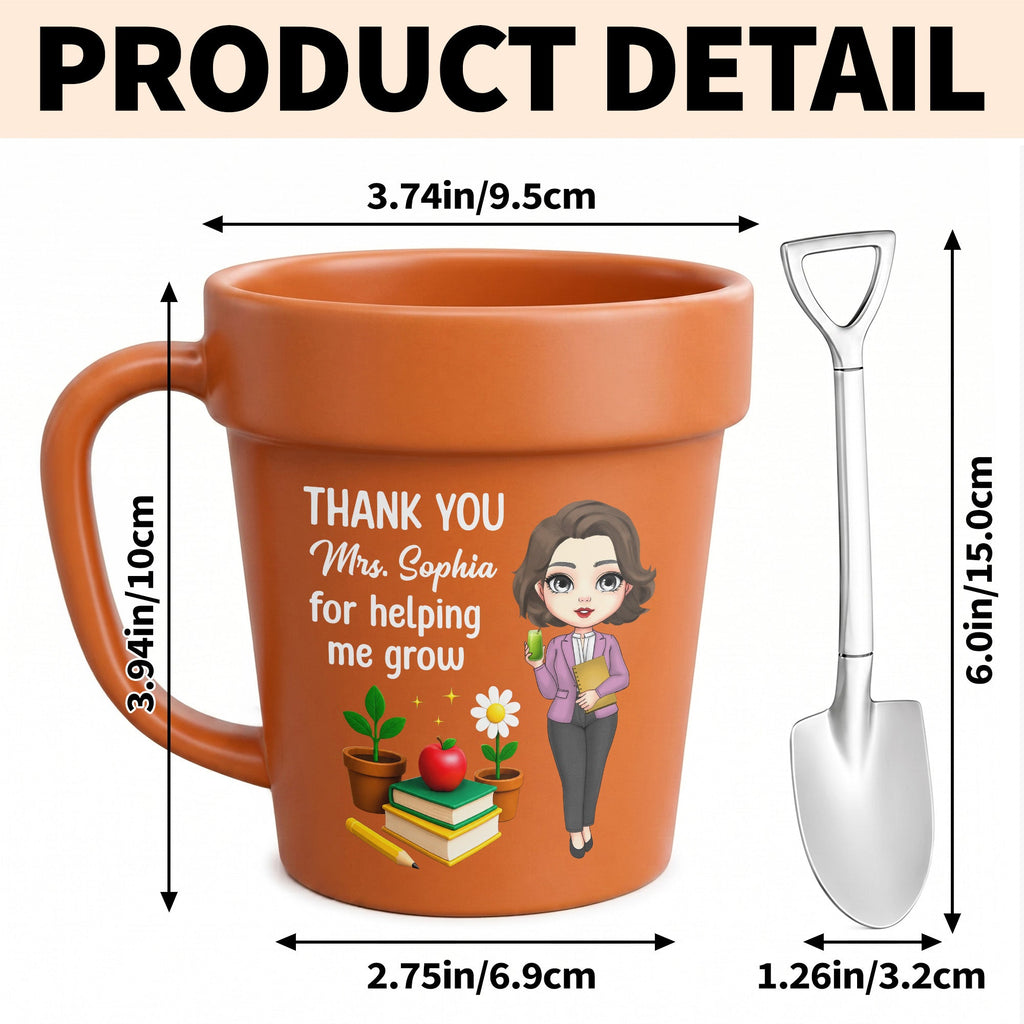 Personalized Ceramic Flower Pot Mug Custom Gift for Teachers Plant Pot Ceramic Mug GradoCreations