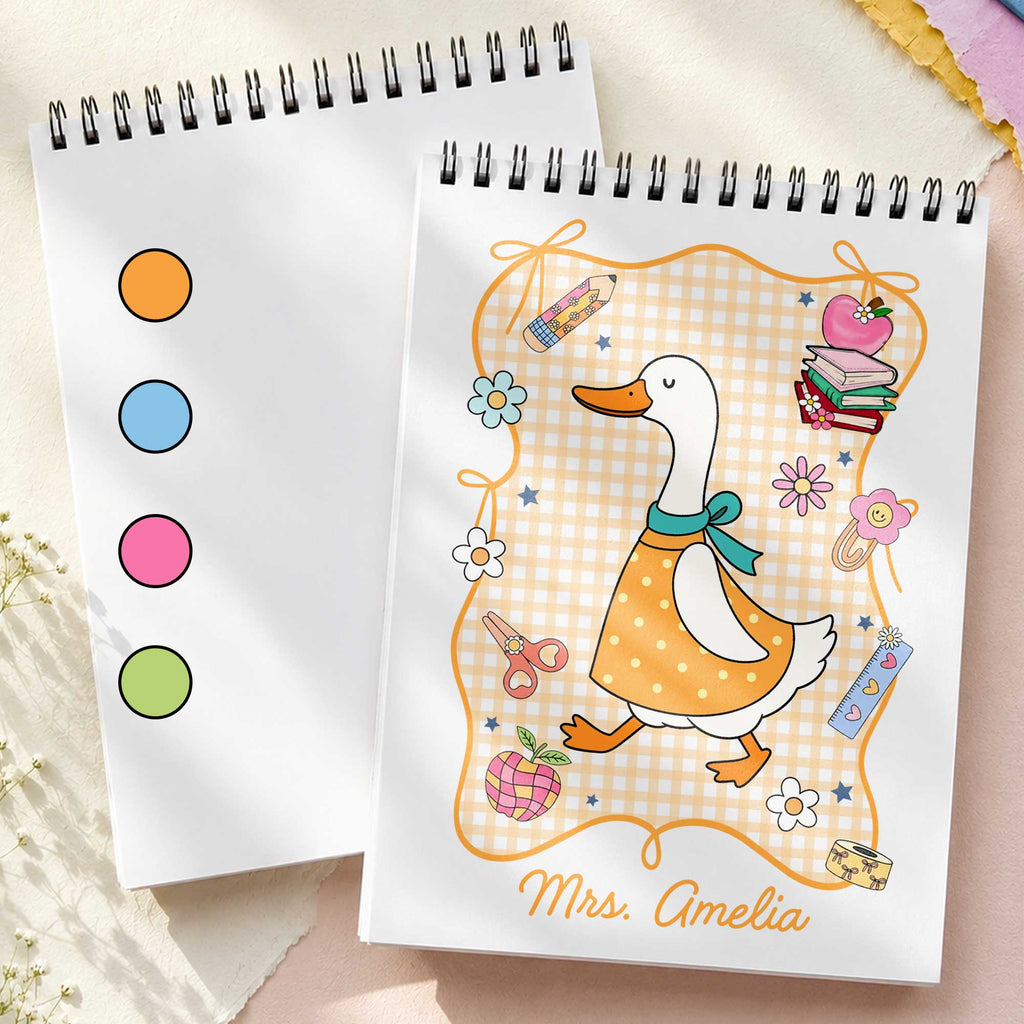 Personalized Goose Teacher Sketch Book Custom Cover Gift for Educators