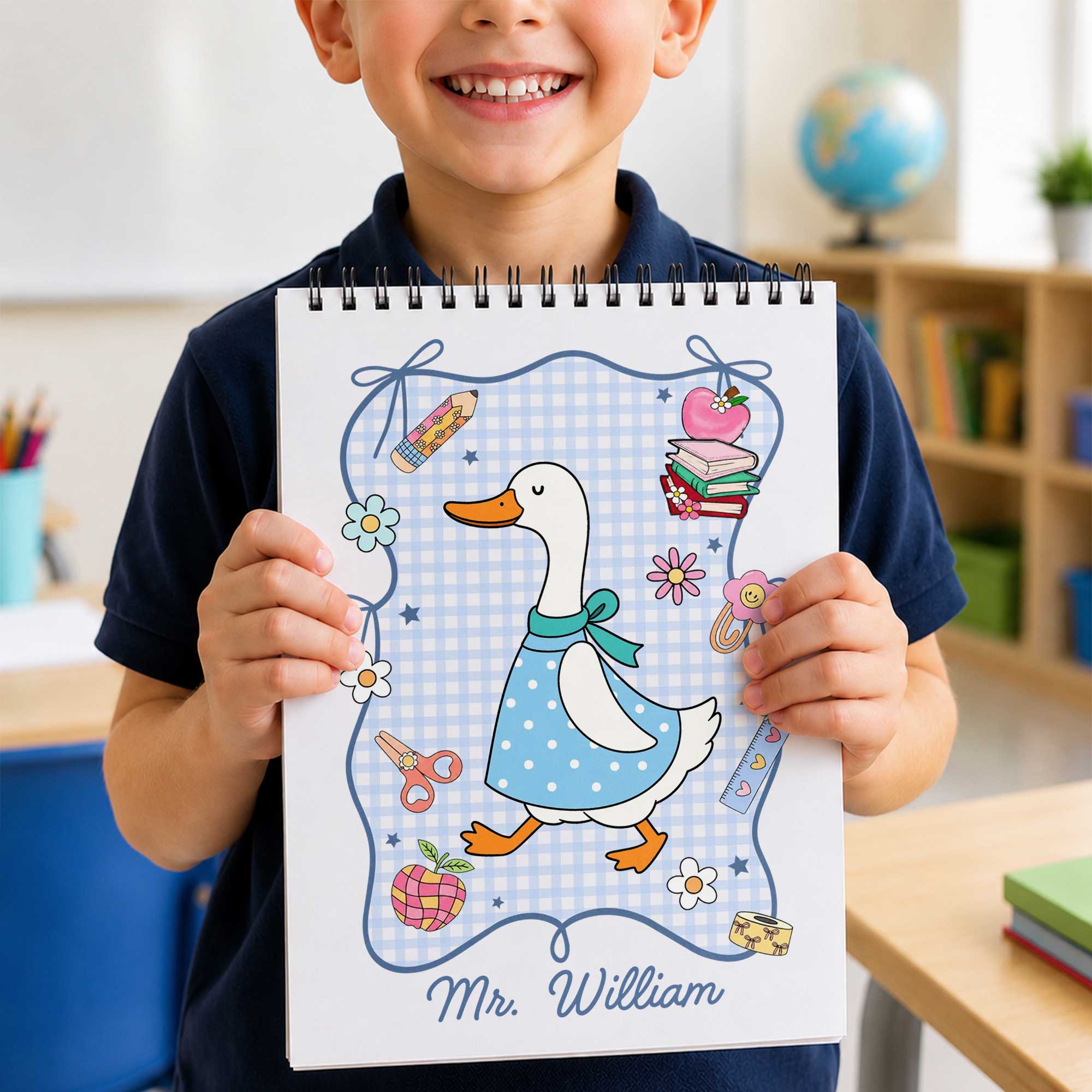 Personalized Goose Teacher Sketch Book Custom Cover Gift for Educators