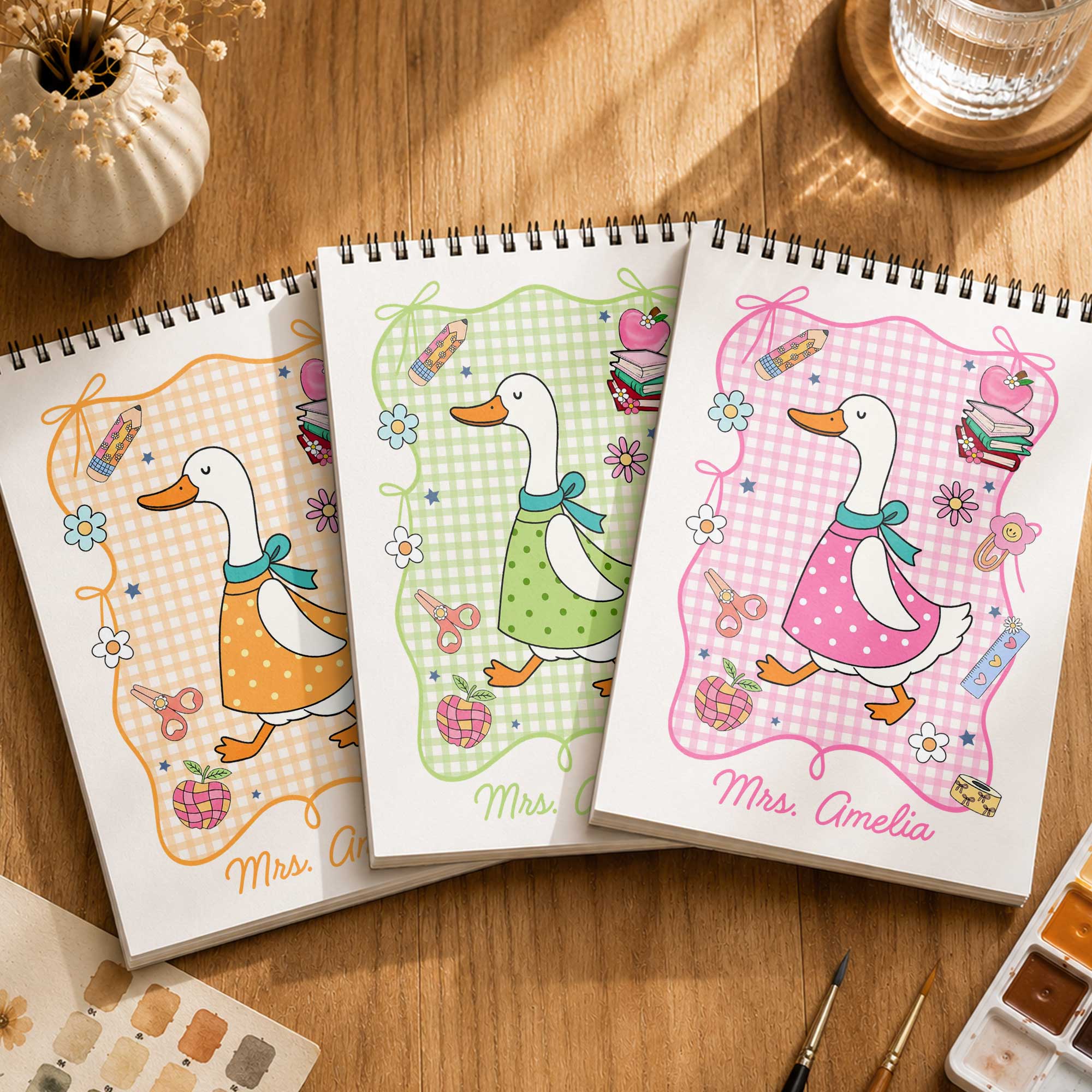 Personalized Goose Teacher Sketch Book Custom Cover Gift for Educators